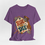 "Ride or Die" — Retro Boxer Dog Mom T-Shirt