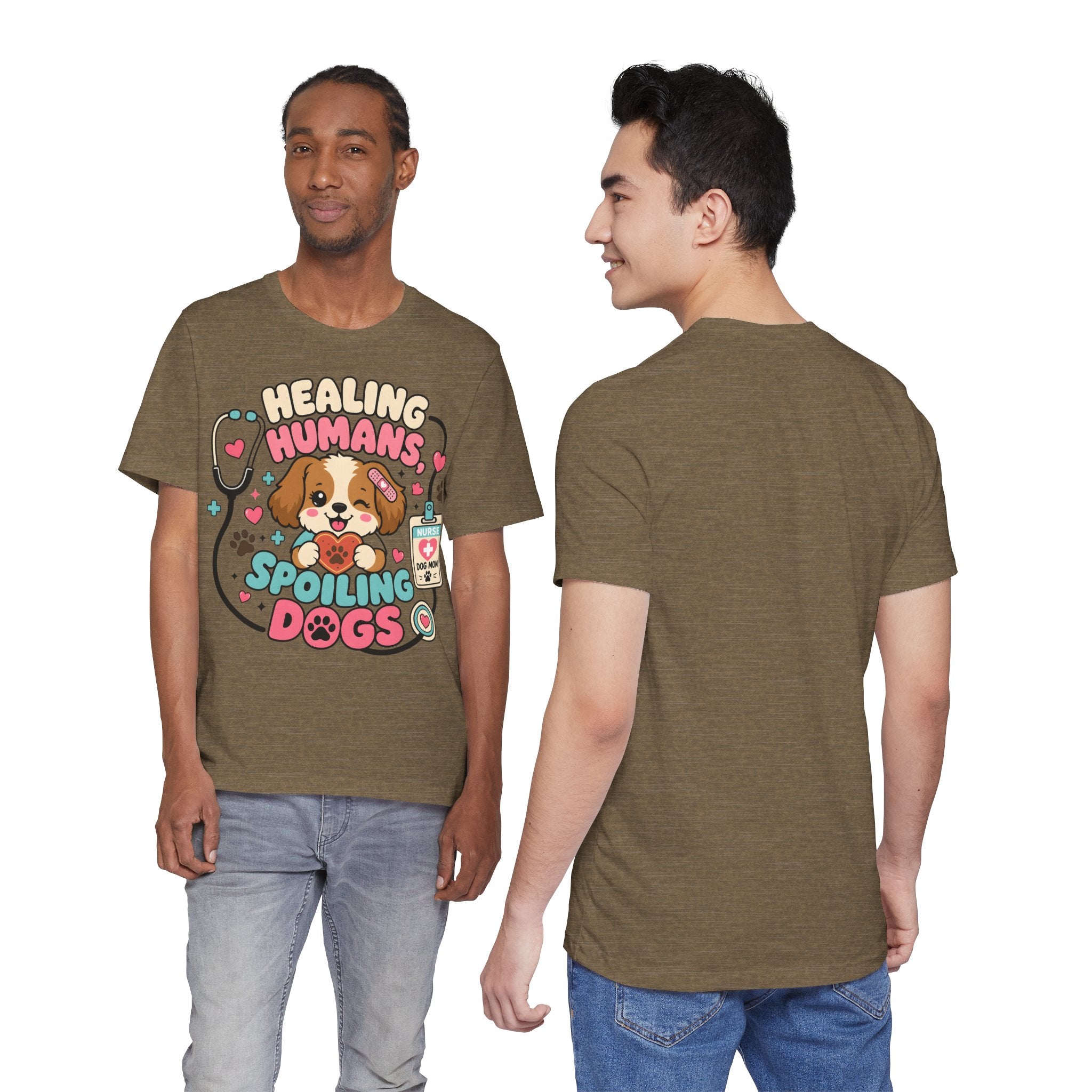 Healing Humans, Spoiling Dogs T‑Shirt — Cute Veterinary Nurse Dog Mom Tee