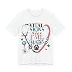 Vital Signs & Tail Wags Tee - Nurse Vet Stethoscope Paw Print T-Shirt