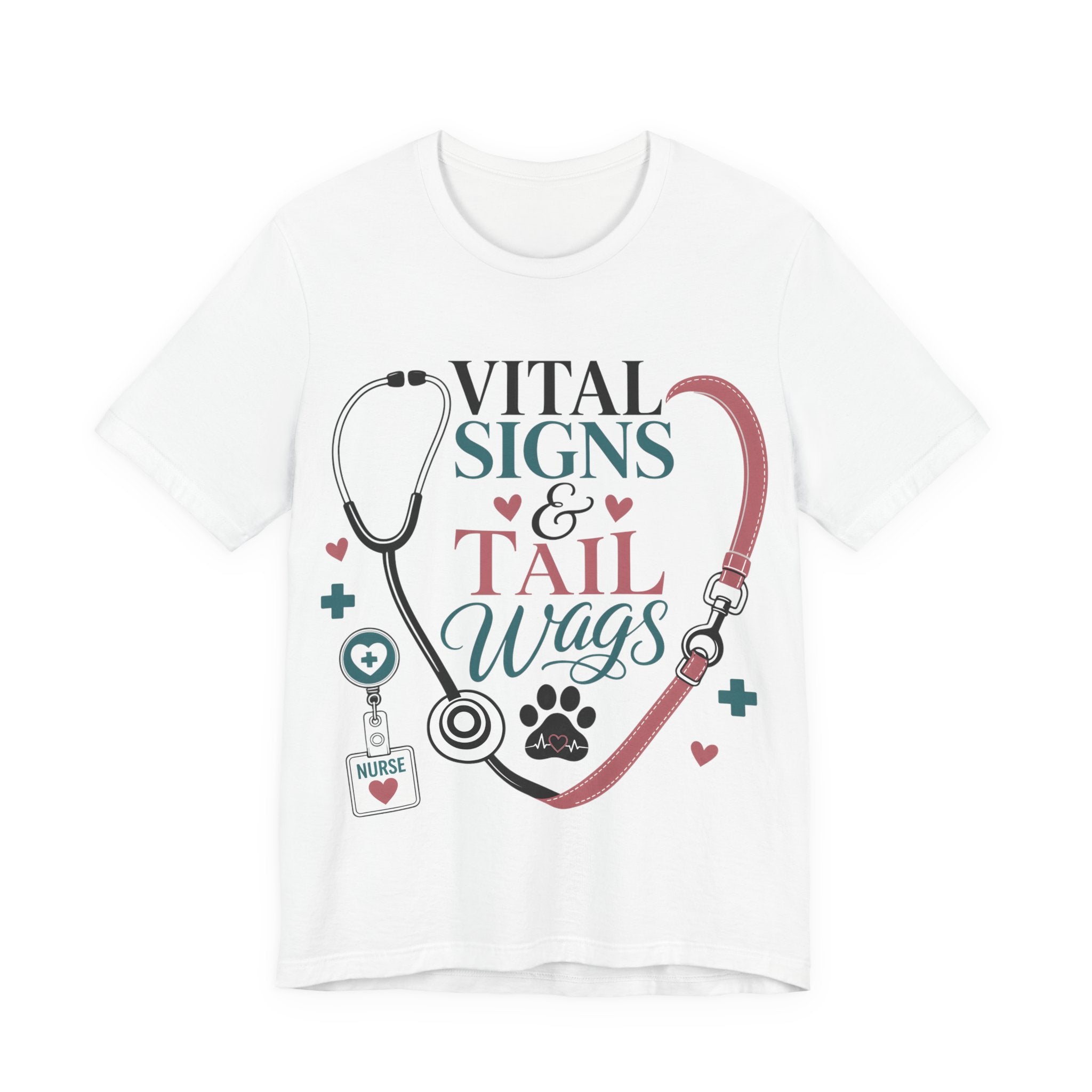 Vital Signs & Tail Wags Tee - Nurse Vet Stethoscope Paw Print T-Shirt