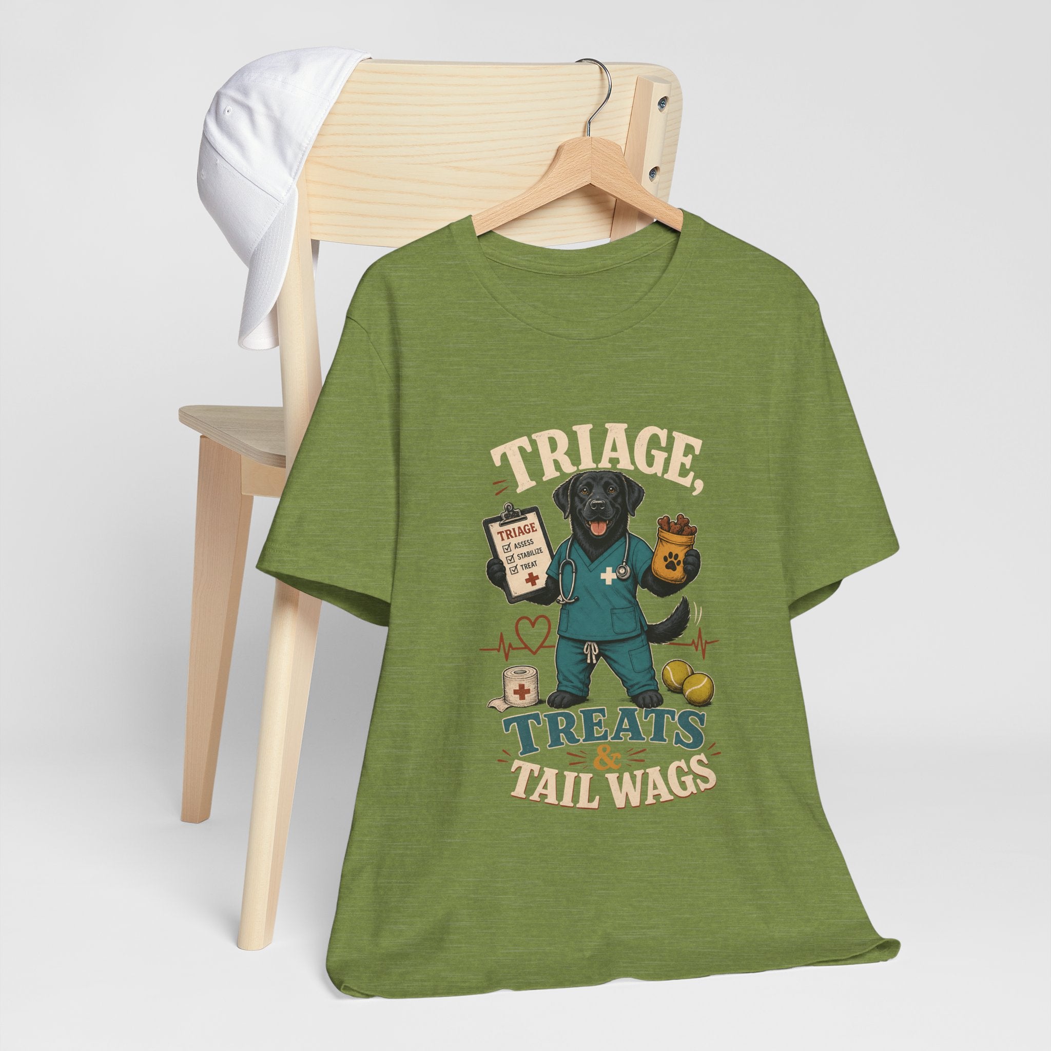 "Triage, Treats & Tail Wags" Dog Lover T-Shirt — Dog Nurse Graphic Tee