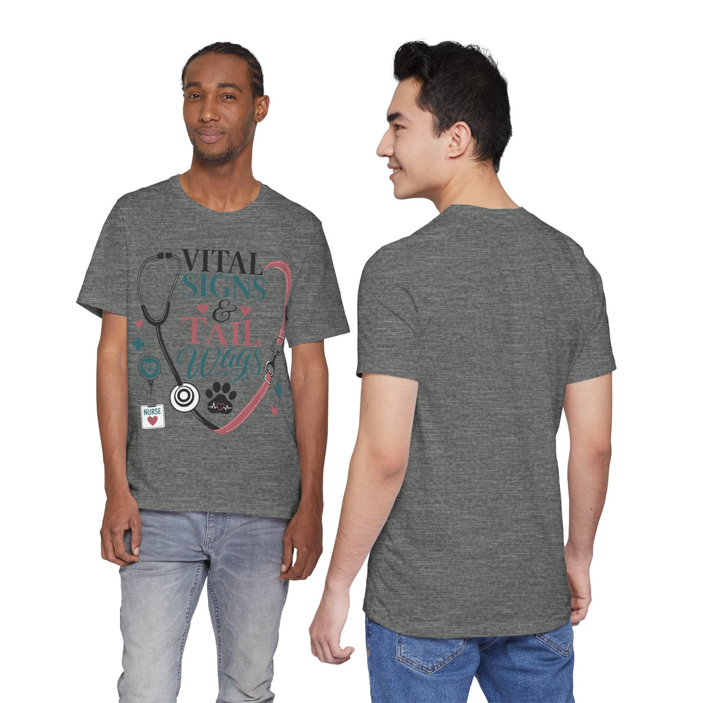 Vital Signs & Tail Wags Tee - Nurse Vet Stethoscope Paw Print T-Shirt
