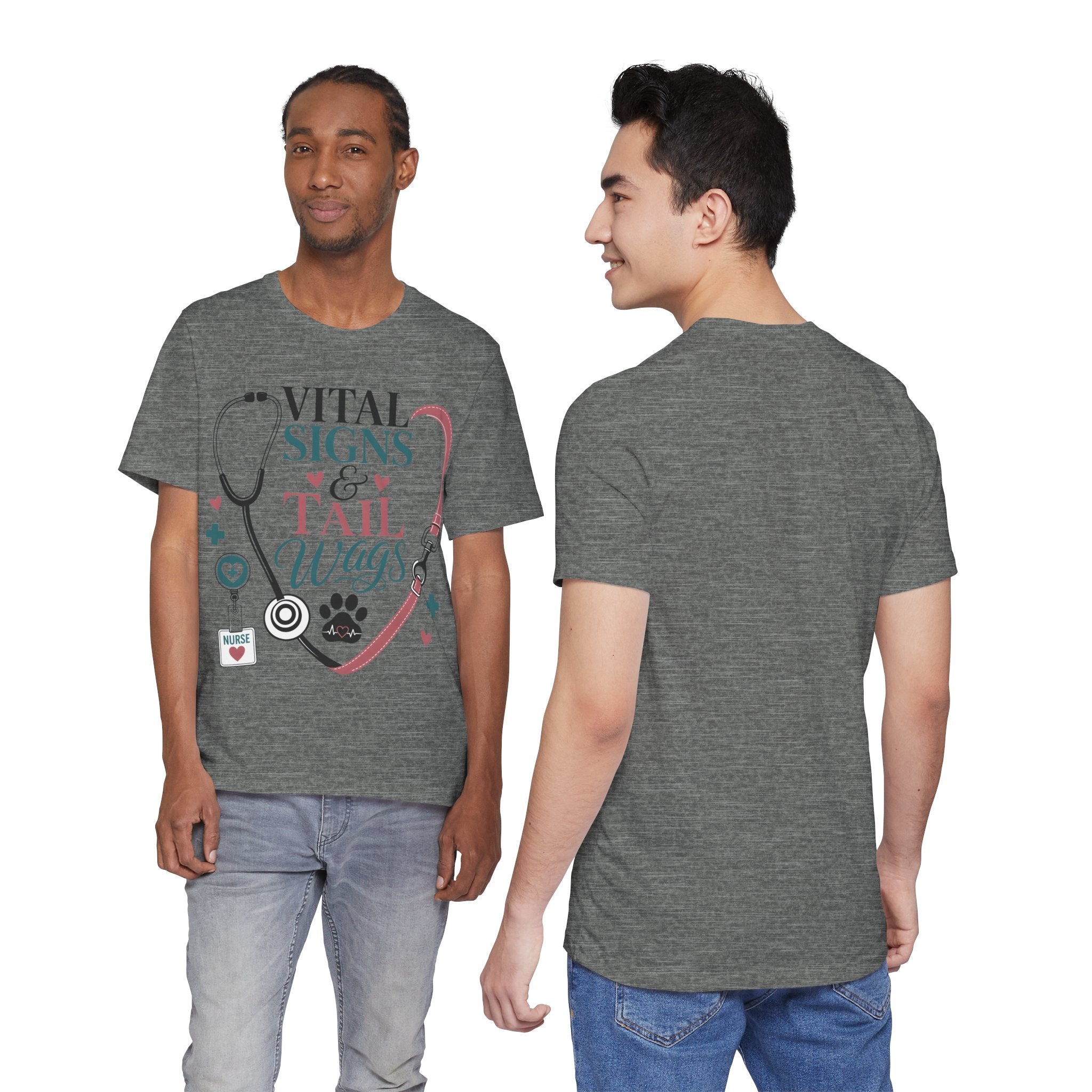 Vital Signs & Tail Wags Tee - Nurse Vet Stethoscope Paw Print T-Shirt