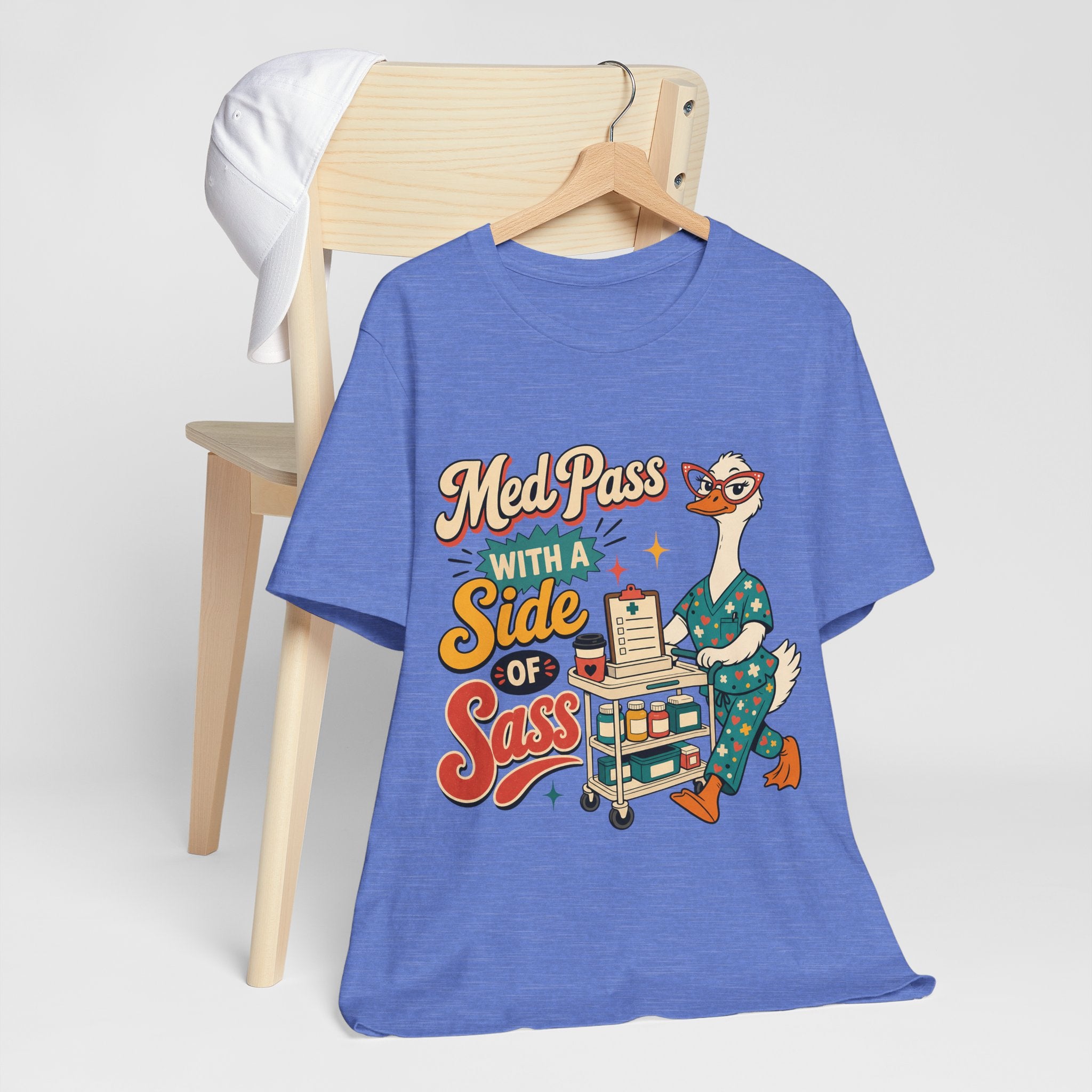 "Med Pass With A Side Of Sass" Nurse T-Shirt — Funny Nurse Graphic Tee