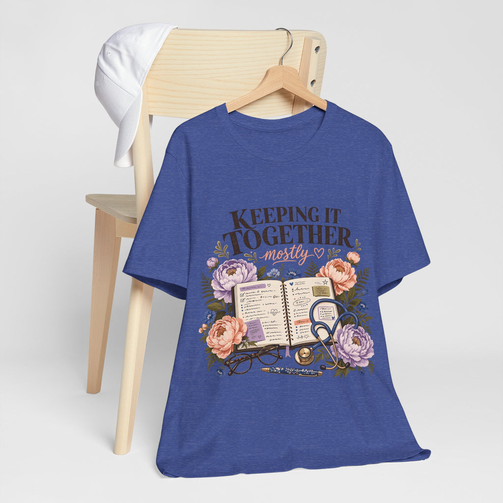 "Keeping It Together Mostly" — Botanical Nurse T-Shirt