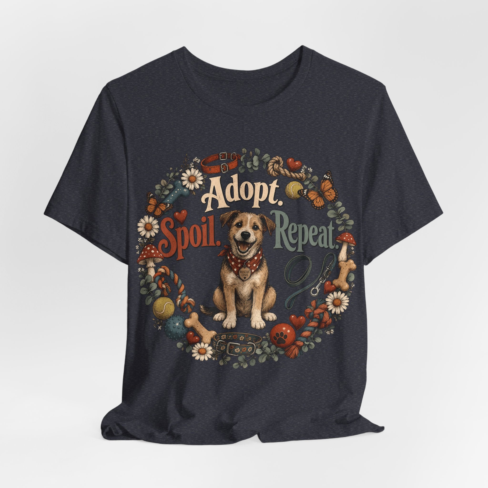 Adopt Spoil Repeat Dog T-Shirt – Cute Rescue Puppy Rescue Lover Tee