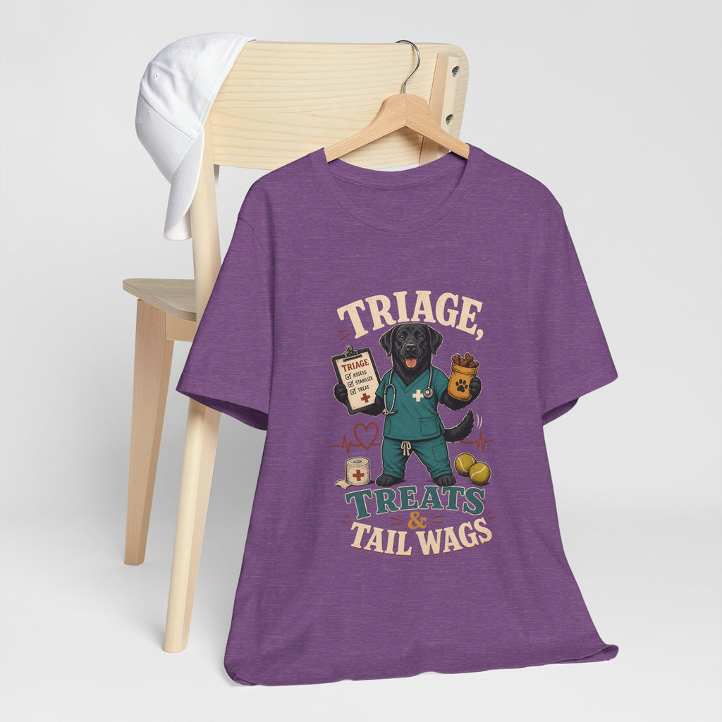 "Triage, Treats & Tail Wags" Dog Lover T-Shirt — Dog Nurse Graphic Tee