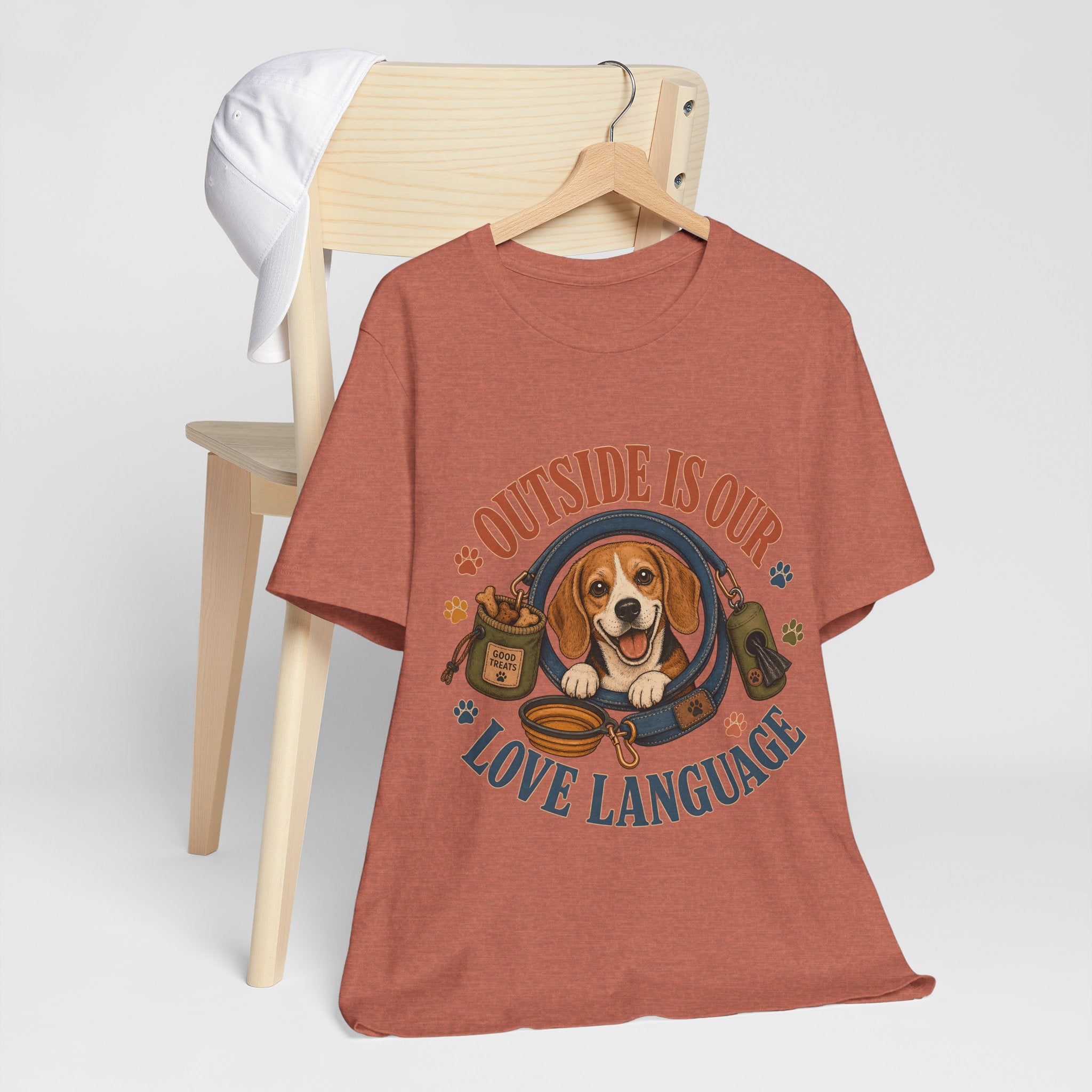"Outside Is Our Love Language" Beagle T-Shirt — Retro Dog Lover Graphic Tee