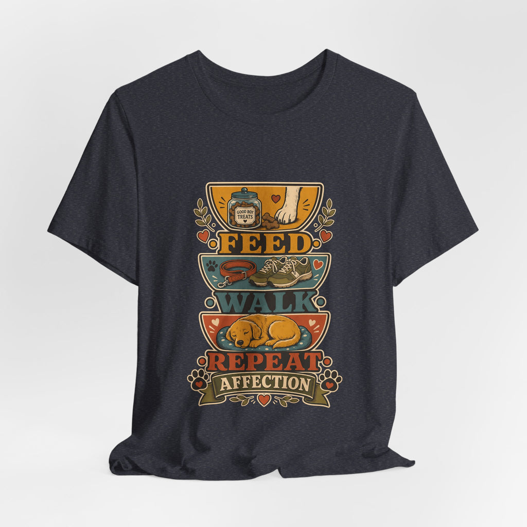 "Feed Walk Repeat Affection" — Retro Dog Mom T-Shirt