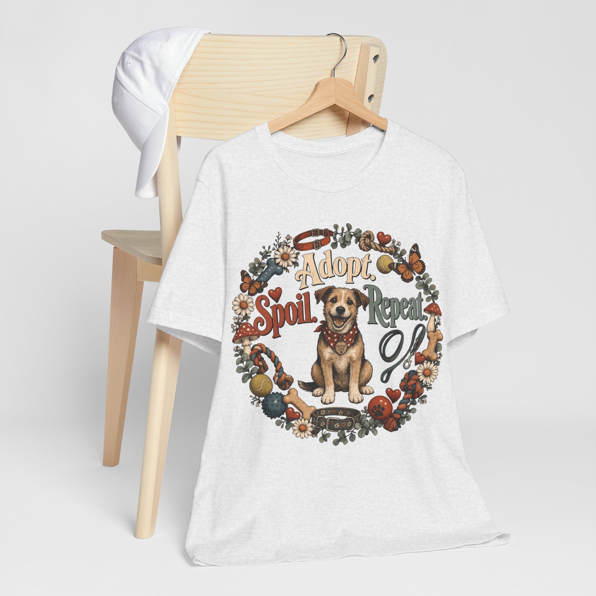 Adopt Spoil Repeat Dog T-Shirt – Cute Rescue Puppy Rescue Lover Tee