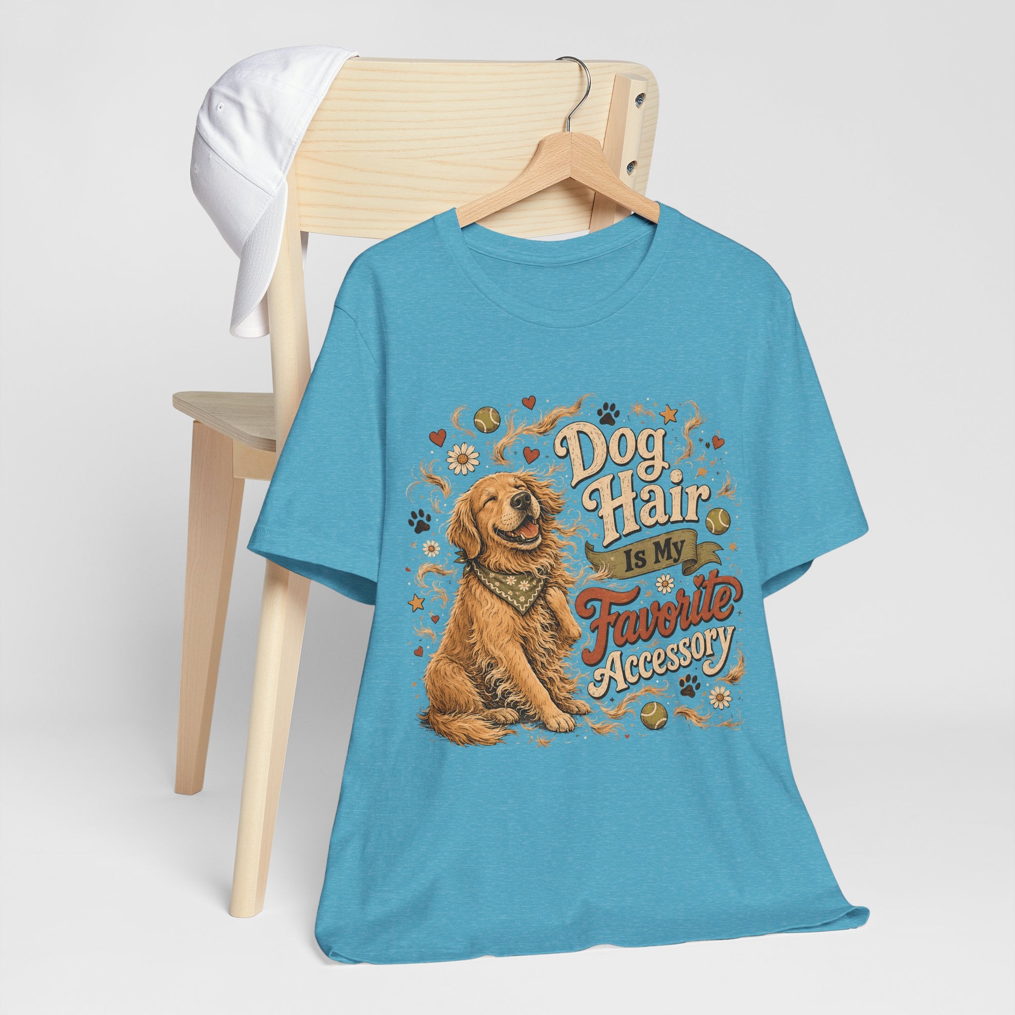 Dog Hair Is My Favorite Accessory T-Shirt — Cute Golden Retriever Tee for Dog Lovers