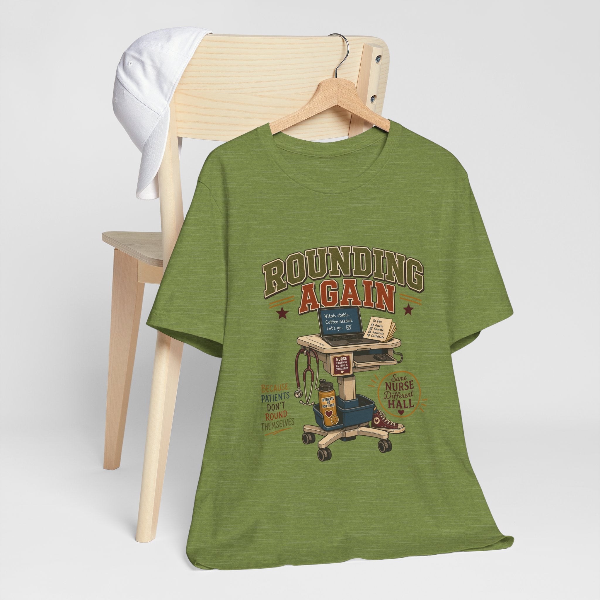 "Rounding Again" T-Shirt — Vintage-Inspired Nurse Graphic Tee