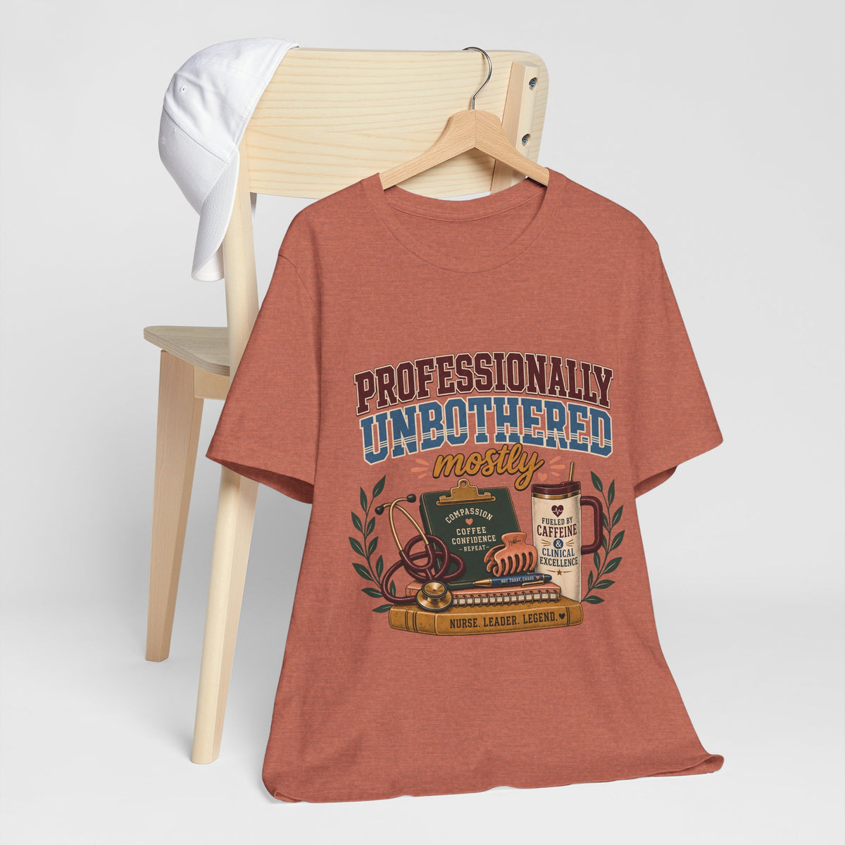 "Professionally Unbothered, Mostly" Nurse T-Shirt — Funny Nurse Graphic Tee