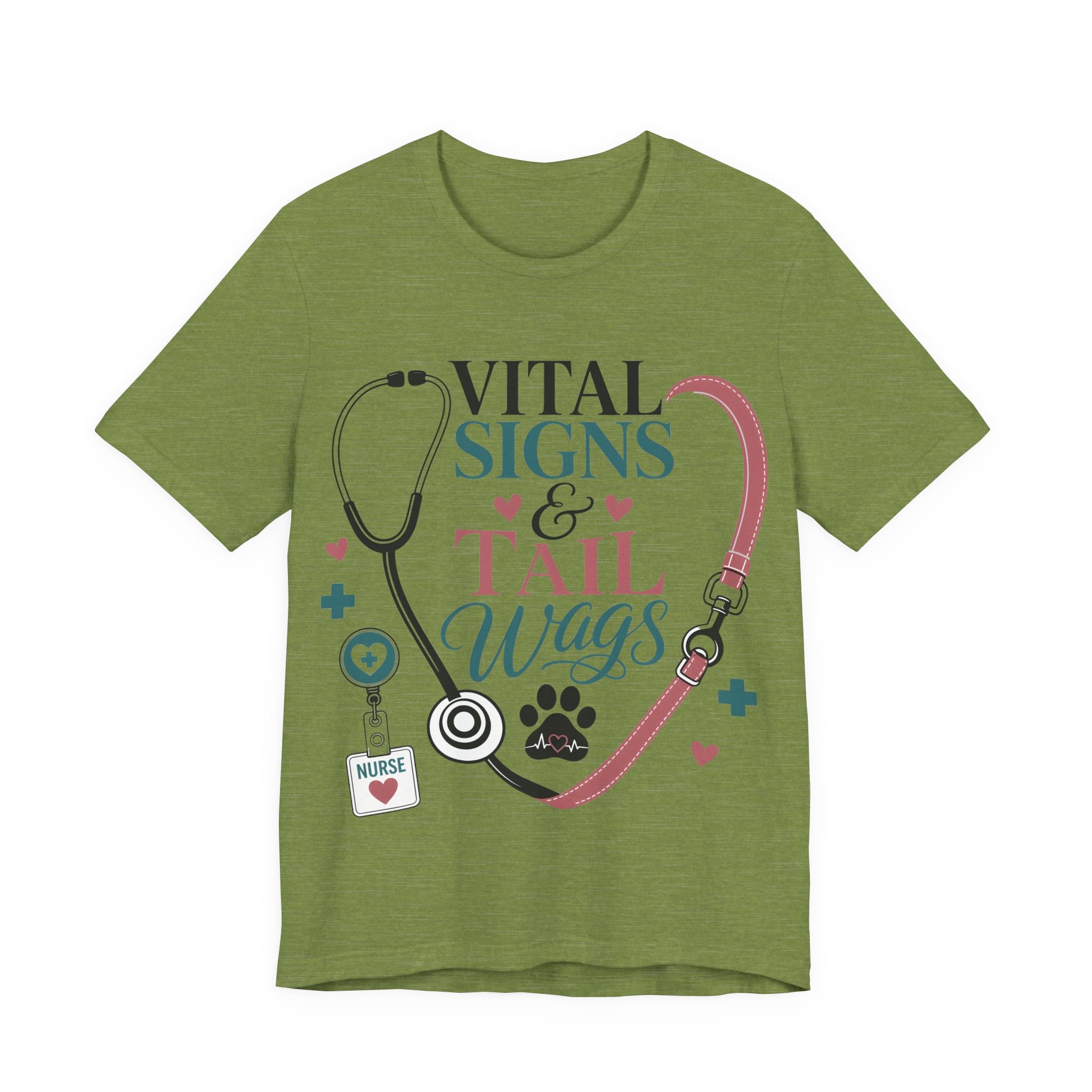 Vital Signs & Tail Wags Tee - Nurse Vet Stethoscope Paw Print T-Shirt