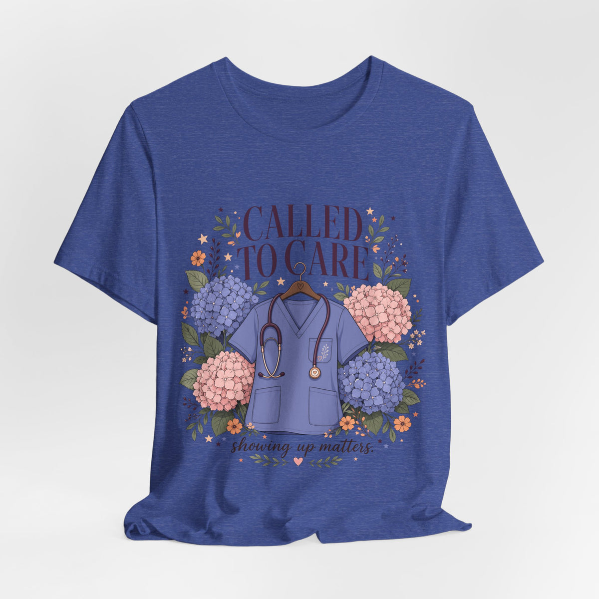 "Called To Care" Nurse T-Shirt — Floral Scrubs Nurse Graphic Tee