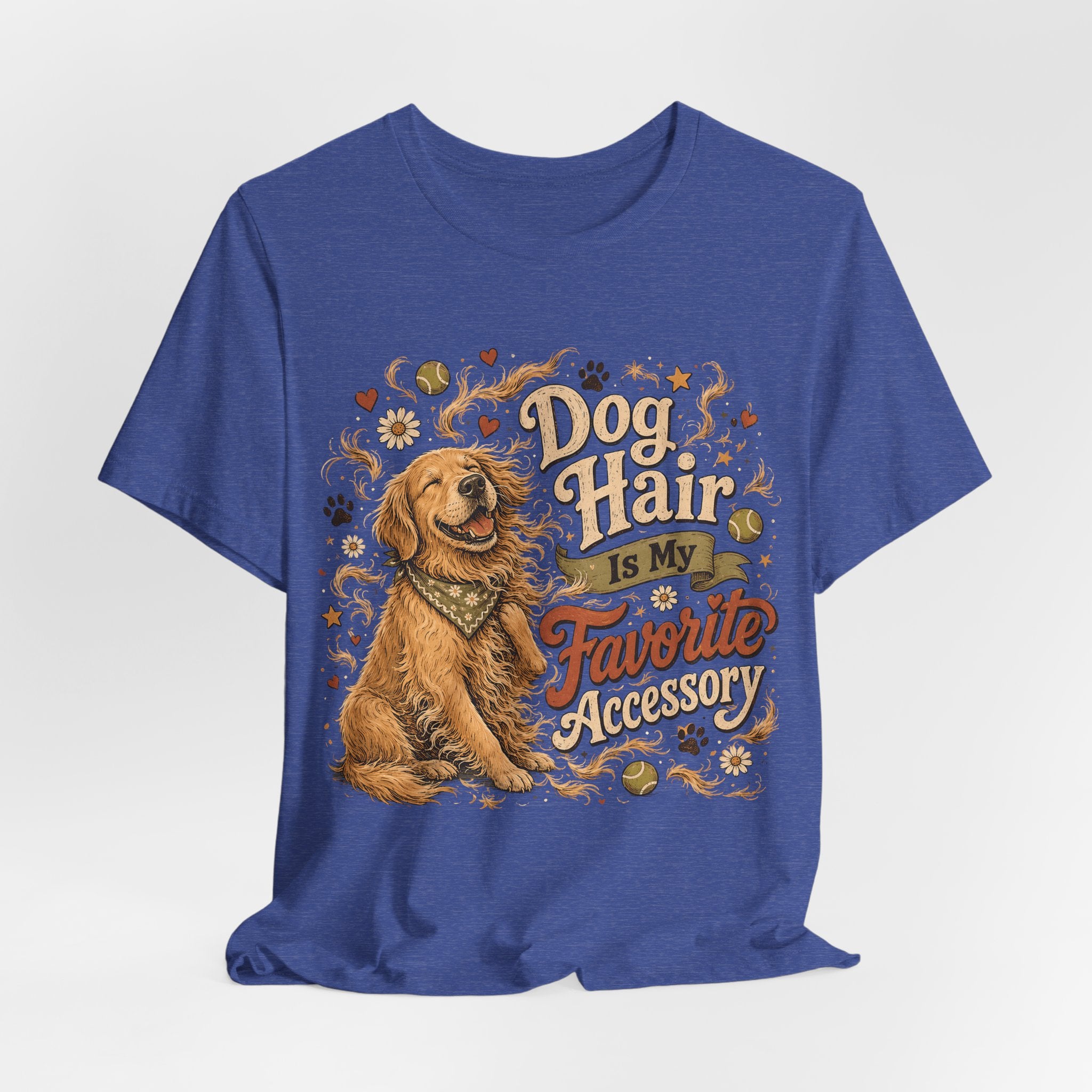 Dog Hair Is My Favorite Accessory T-Shirt — Cute Golden Retriever Tee for Dog Lovers