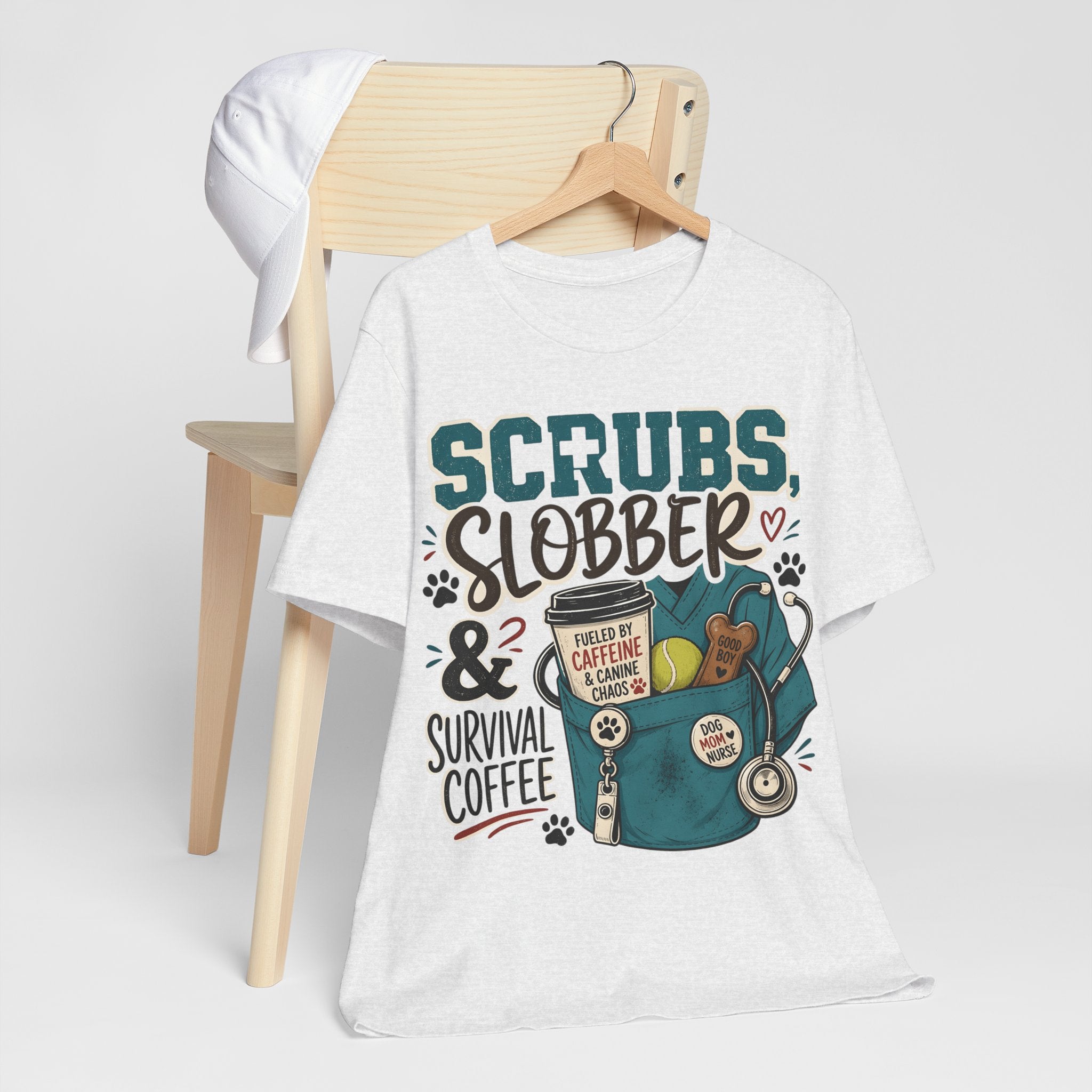 Scrubs, Slobber & Survival Coffee Tee — Funny Vet Nurse Shirt