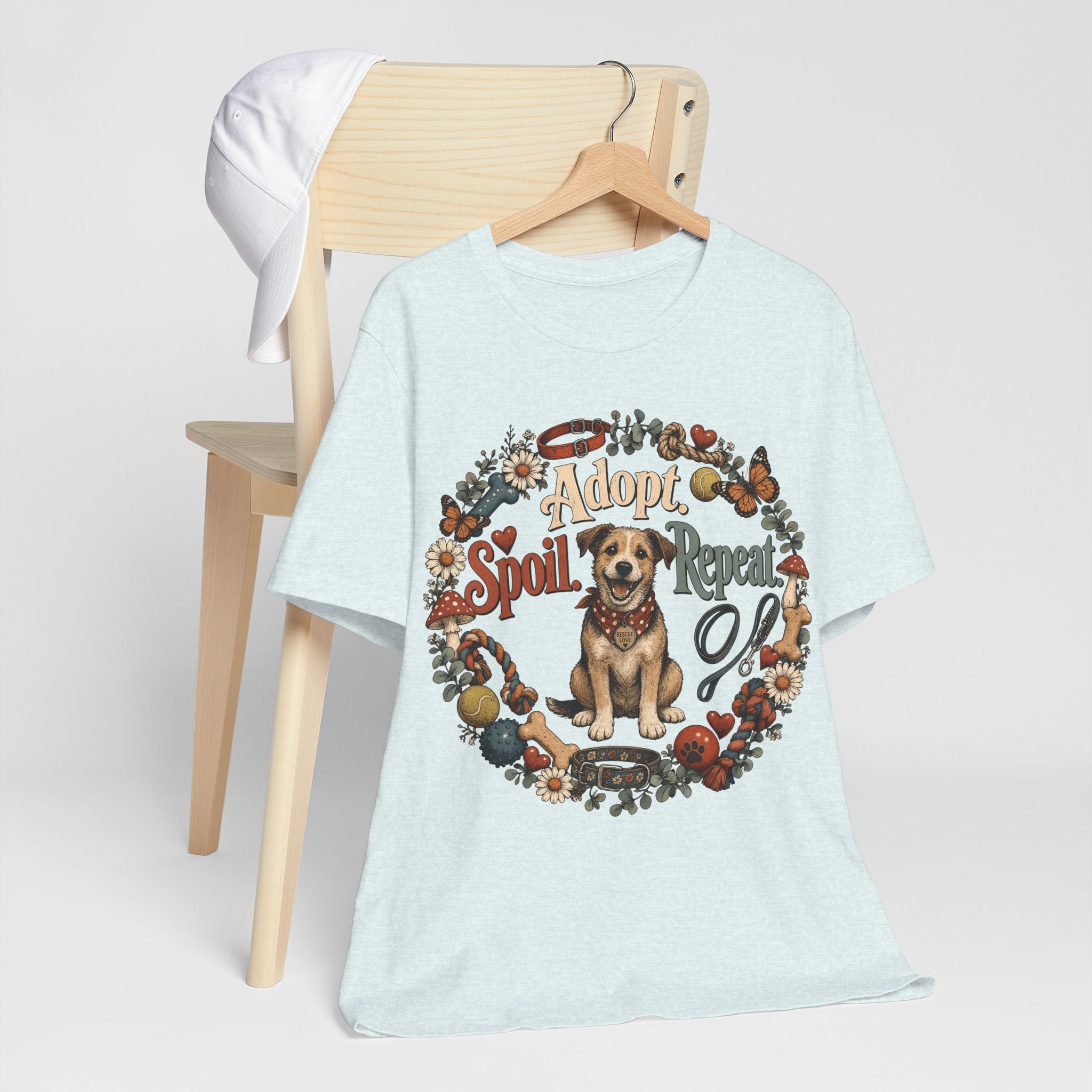 Adopt Spoil Repeat Dog T-Shirt – Cute Rescue Puppy Rescue Lover Tee