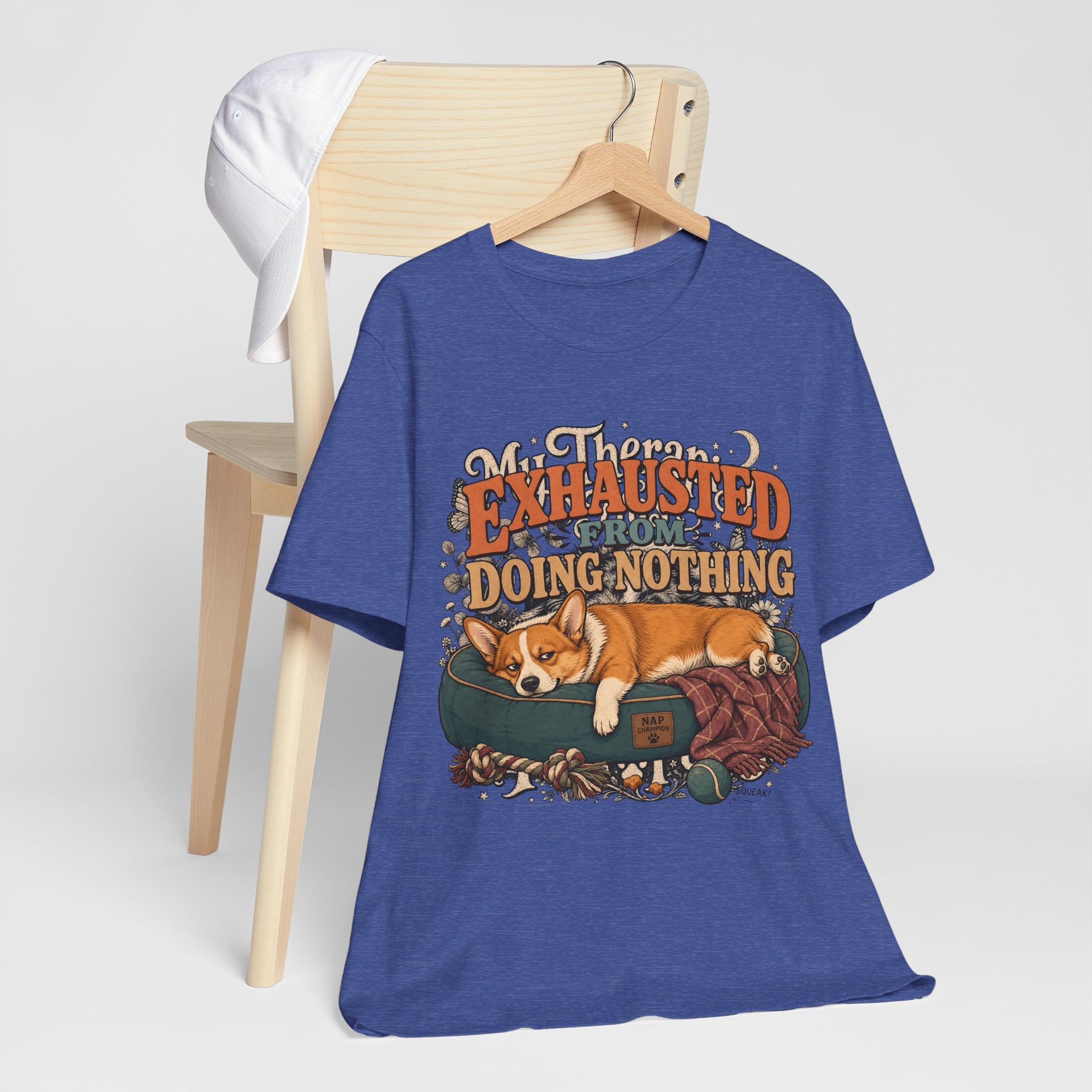 "Exhausted From Doing Nothing" Corgi T-Shirt — Funny Sleepy Dog Graphic Tee