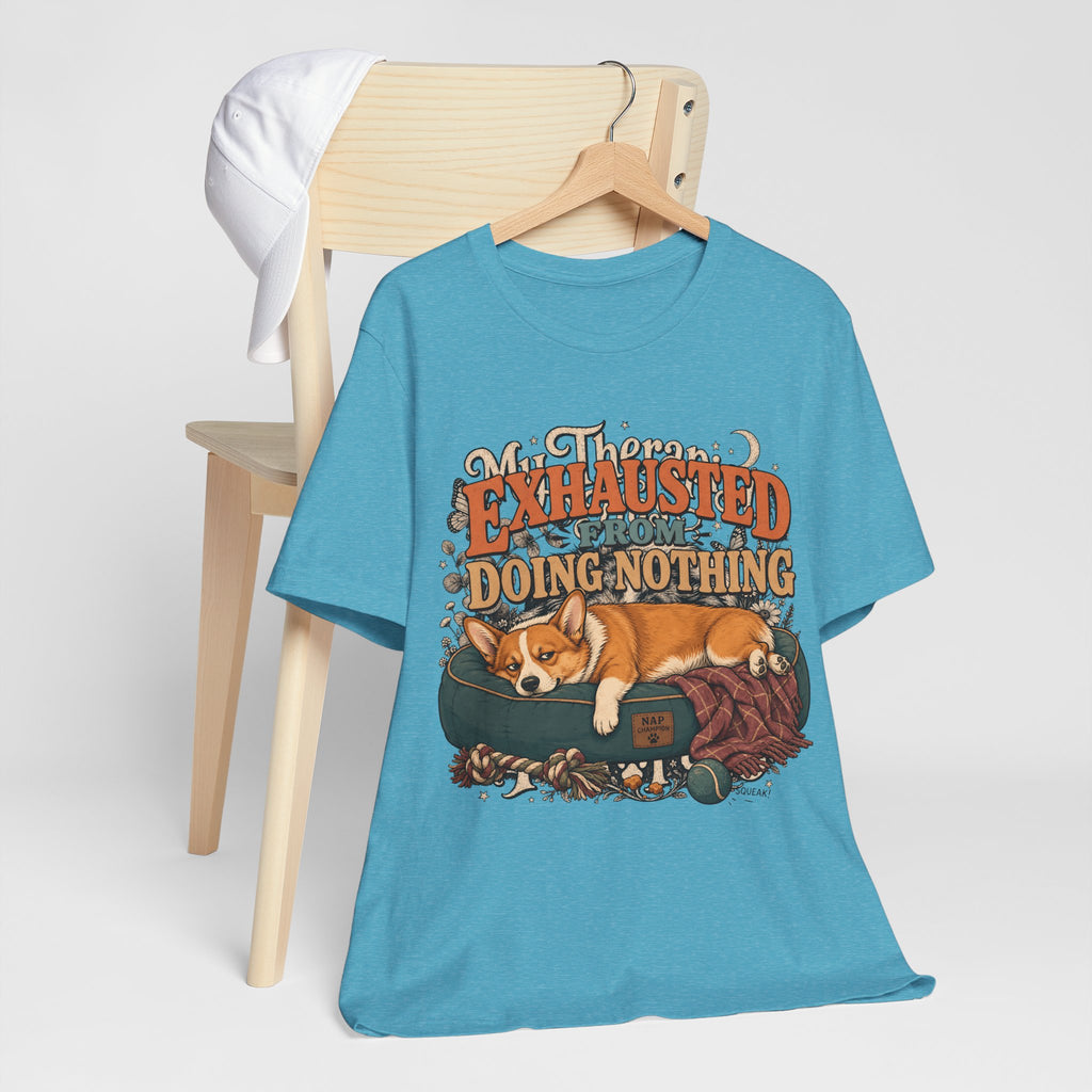 "Exhausted From Doing Nothing" Corgi T-Shirt — Funny Sleepy Dog Graphic Tee