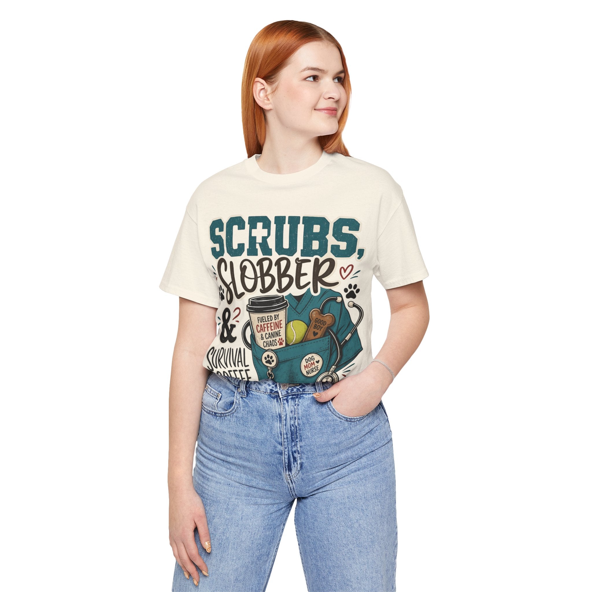 Scrubs, Slobber & Survival Coffee Tee — Funny Vet Nurse Shirt