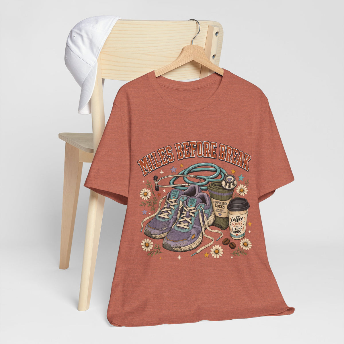 "Miles Before Break" Nurse T-Shirt — Funny Nurse Graphic Tee