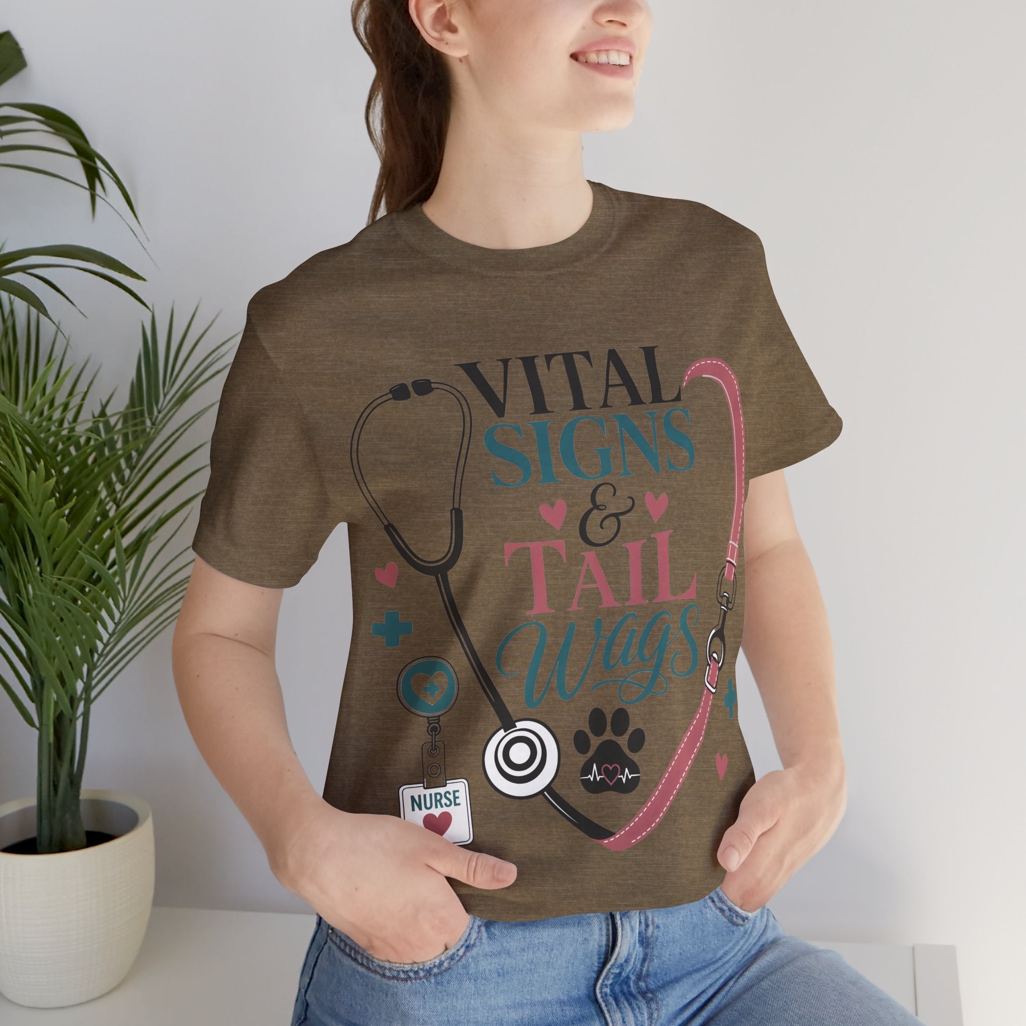 Vital Signs & Tail Wags Tee - Nurse Vet Stethoscope Paw Print T-Shirt