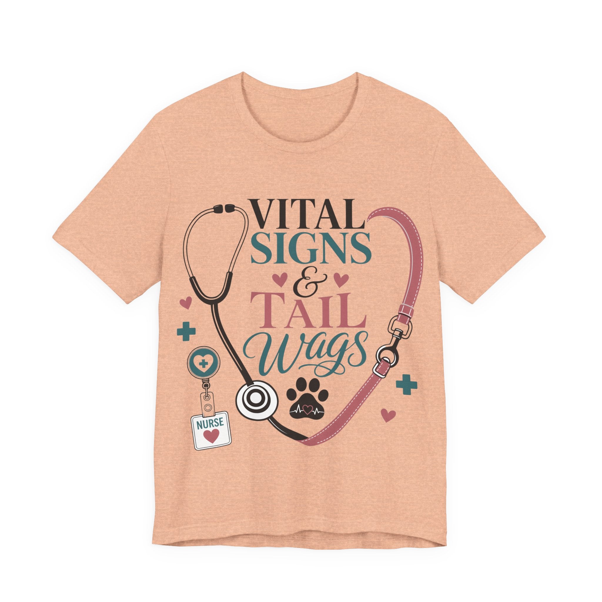 Vital Signs & Tail Wags Tee - Nurse Vet Stethoscope Paw Print T-Shirt