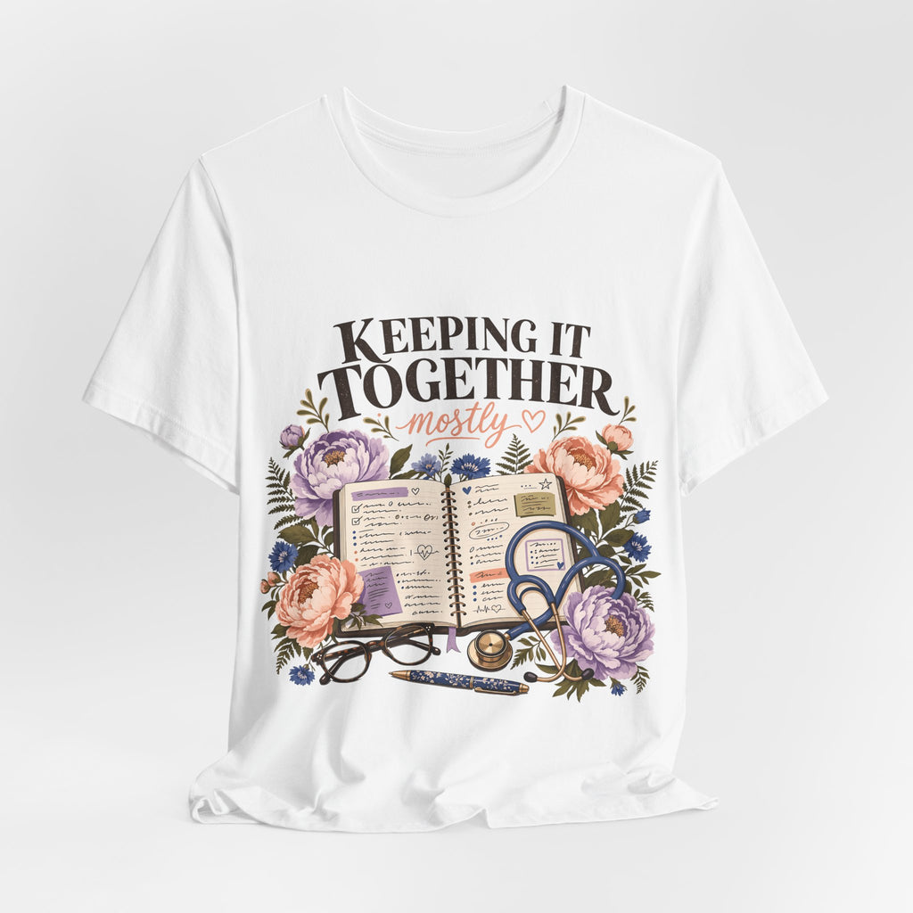 "Keeping It Together Mostly" — Botanical Nurse T-Shirt