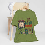 "Up Before Human" T-Shirt — Bold Retro Nurse Shift Graphic Tee