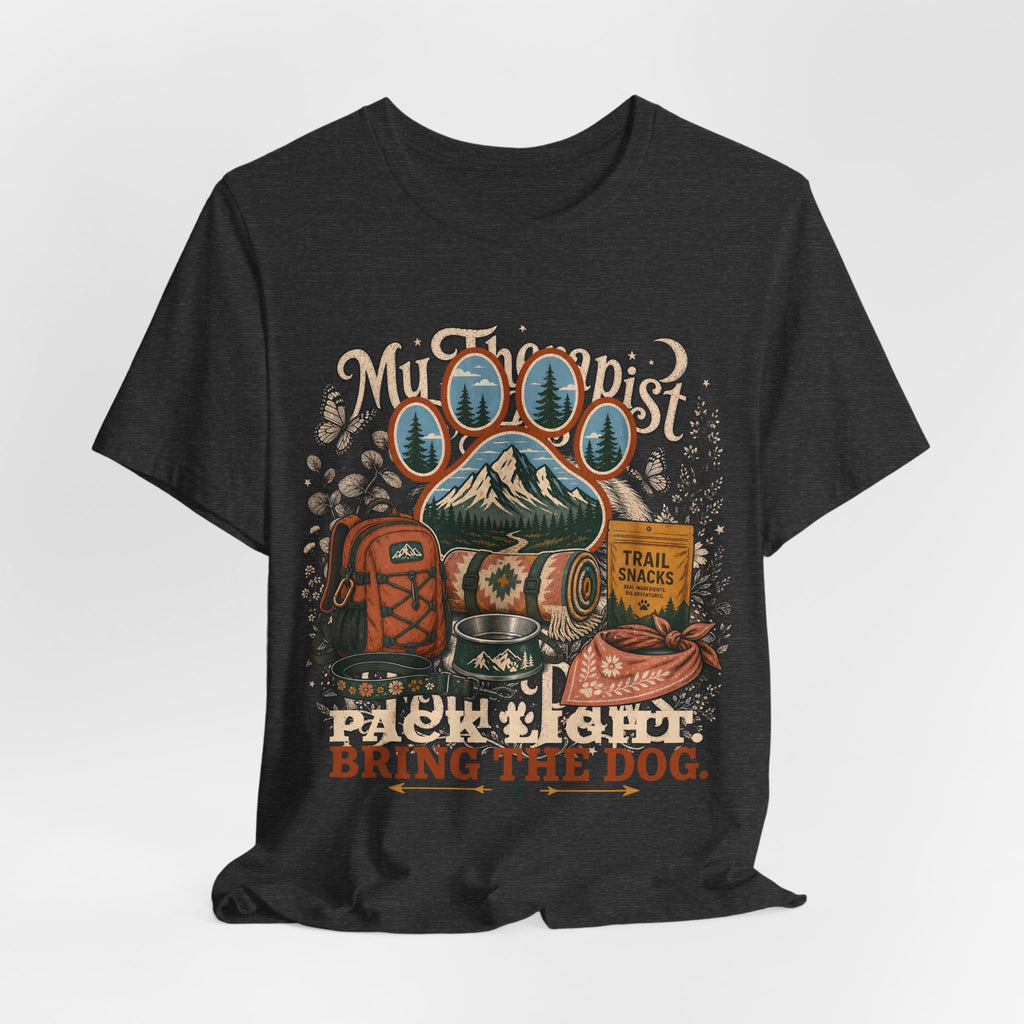 "Pack Light Bring The Dog" T-Shirt — Hiking Dog Lover Graphic Tee