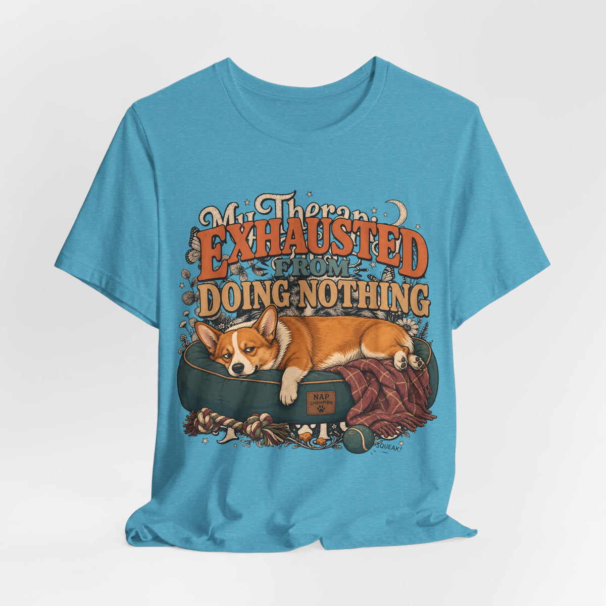 "Exhausted From Doing Nothing" Corgi T-Shirt — Funny Sleepy Dog Graphic Tee