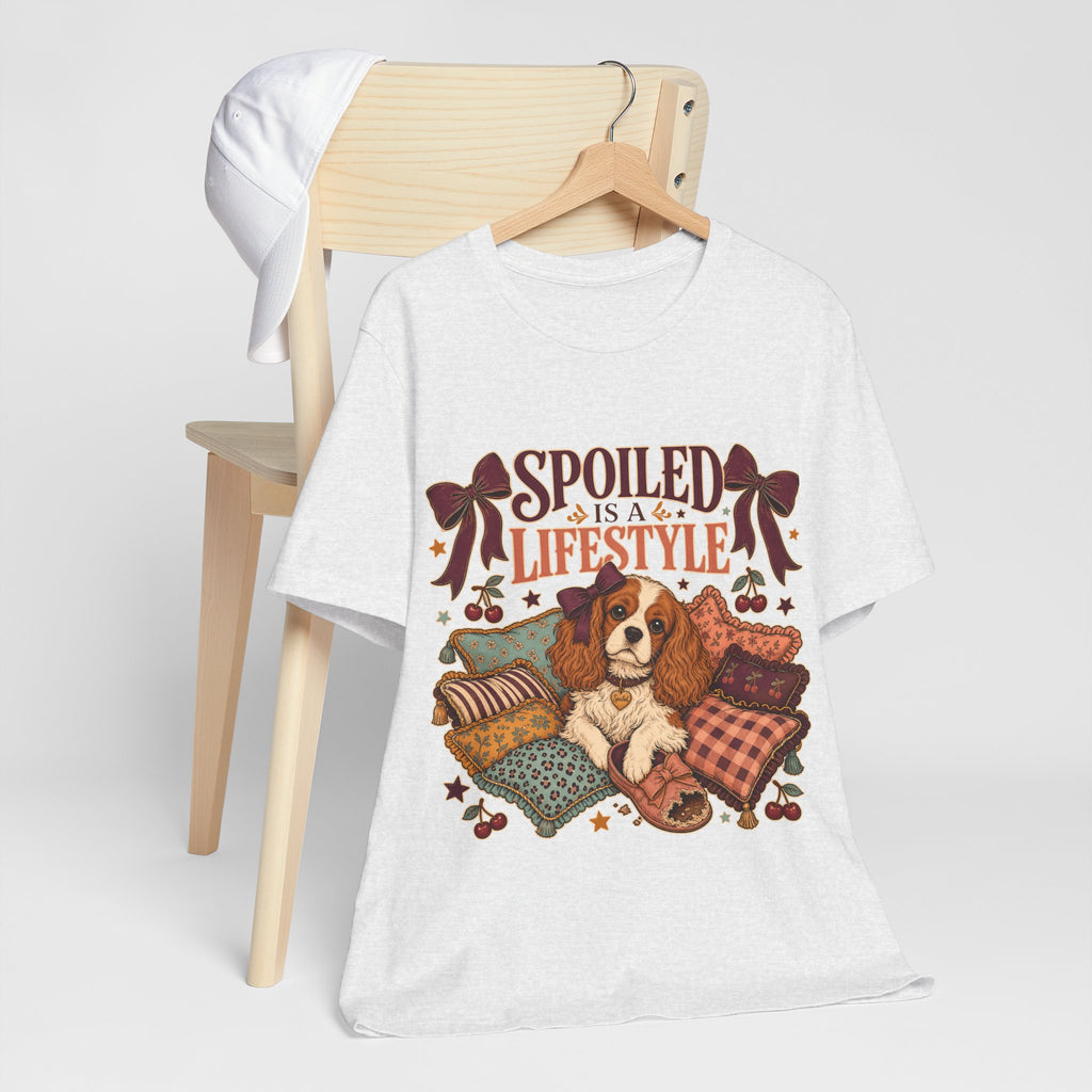 "Spoiled Is A Lifestyle" T-Shirt — Feminine Vintage Dog Mom Graphic Tee