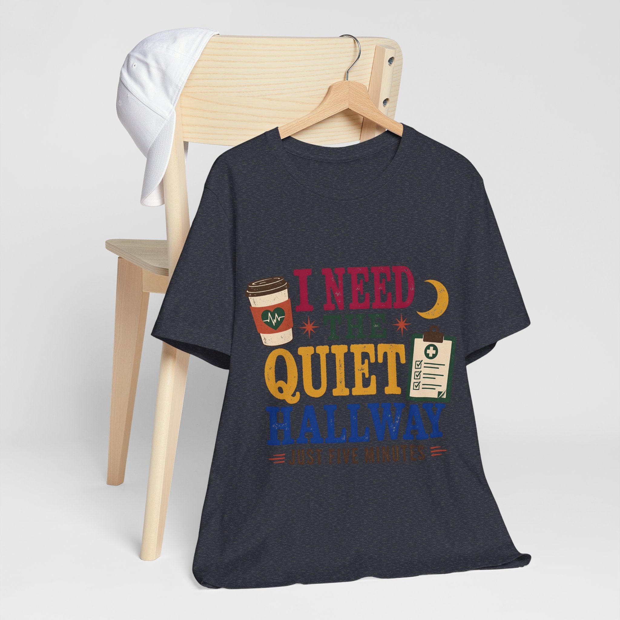 "Just Five Minutes" T-Shirt — Retro Quiet Hallway Nurse Graphic Tee