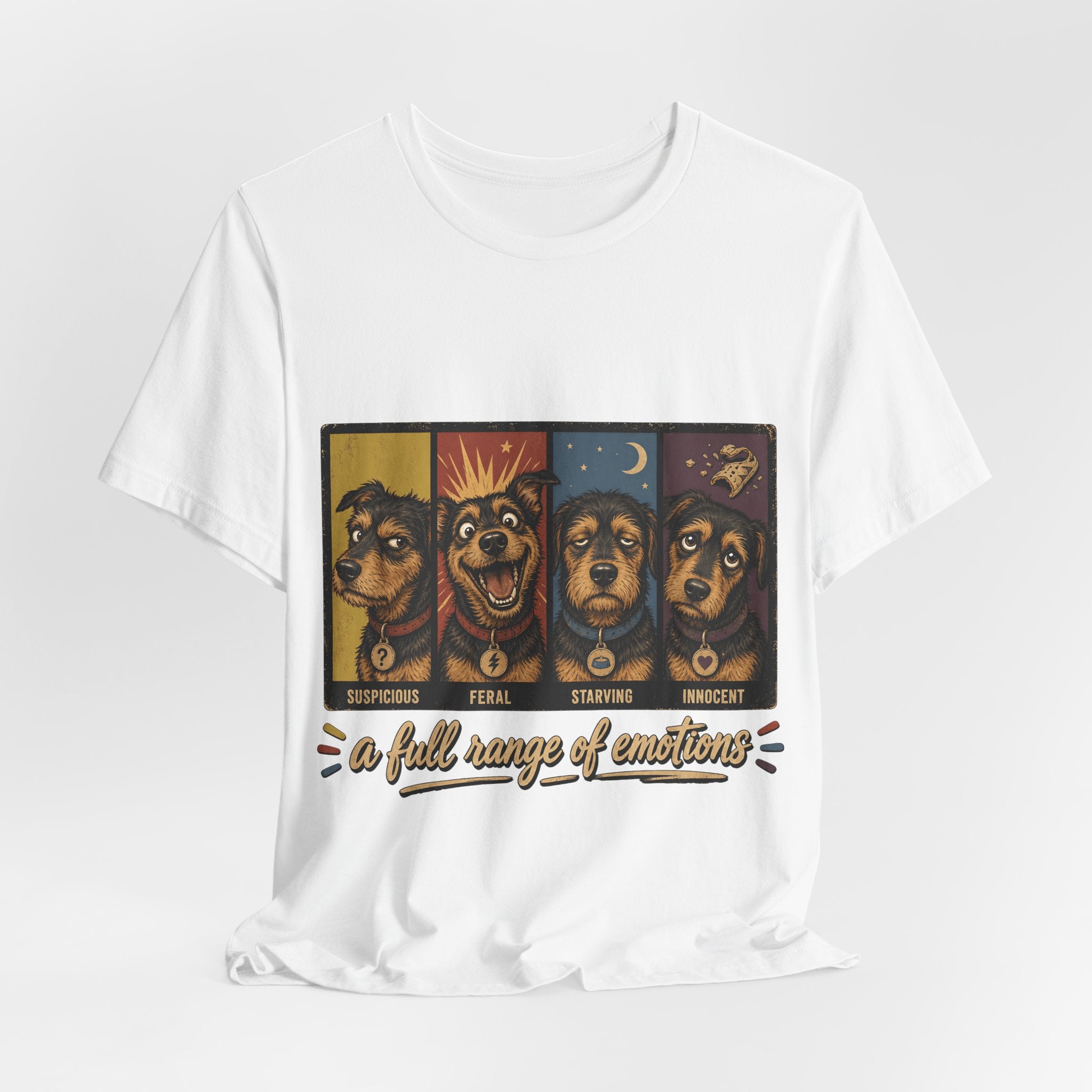 "A Full Range of Emotions" Dog T-Shirt — Funny Mood Chart Graphic Tee