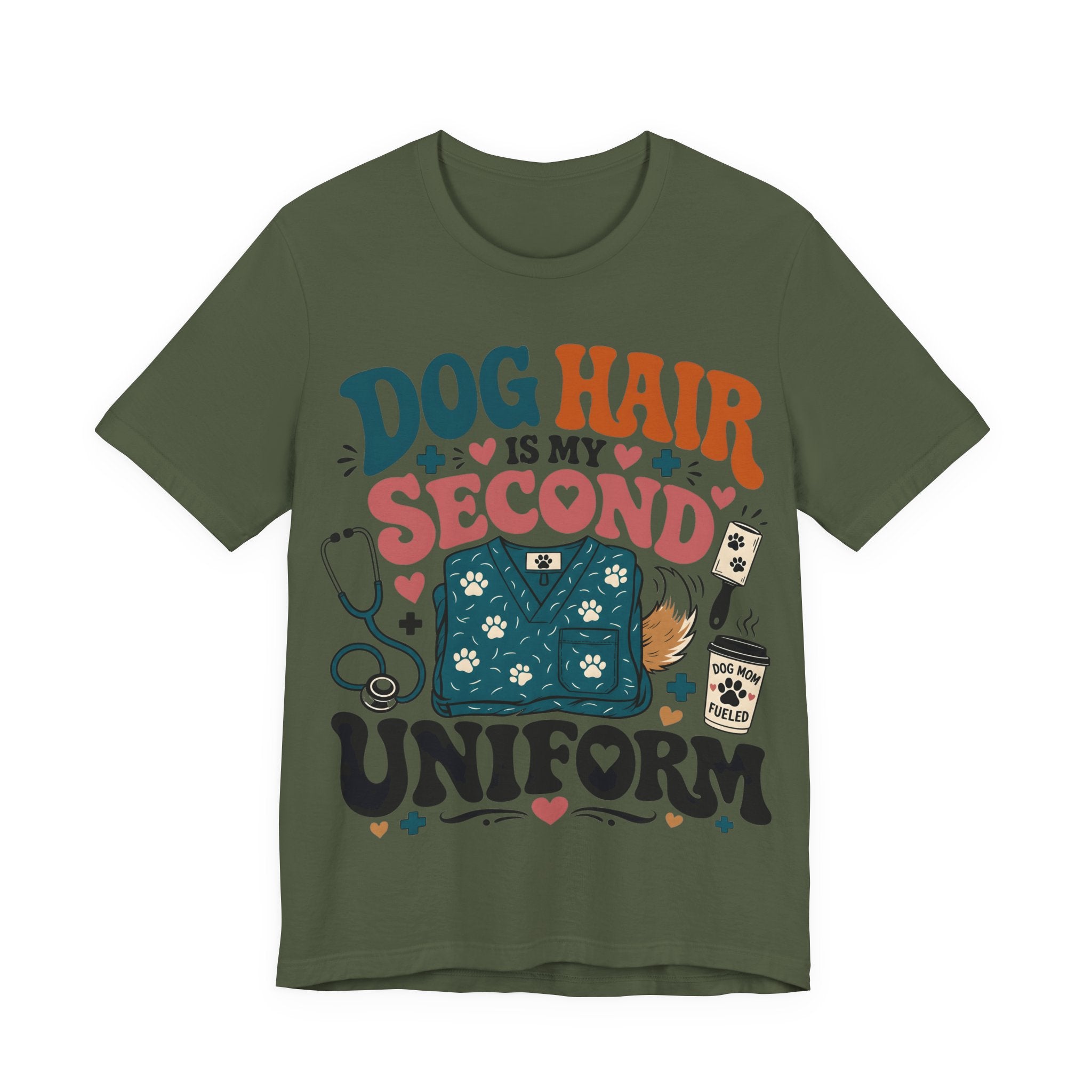 Dog Hair Is My Second Uniform T-Shirt – Funny Vet/Nurse Pet Lover Tee