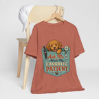 "Ask Me About My Favorite Patient" Nurse T-Shirt — Dog Mom Nurse Graphic Tee