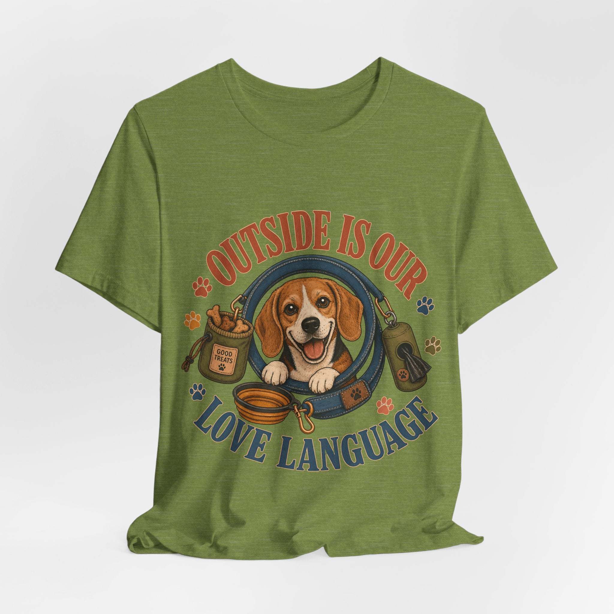 "Outside Is Our Love Language" Beagle T-Shirt — Retro Dog Lover Graphic Tee