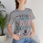Vital Signs & Tail Wags Tee - Nurse Vet Stethoscope Paw Print T-Shirt