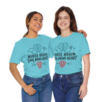 Nurse Brain Dog Mom Heart T‑Shirt - Cute Nurse & Dog Mom Graphic Tee