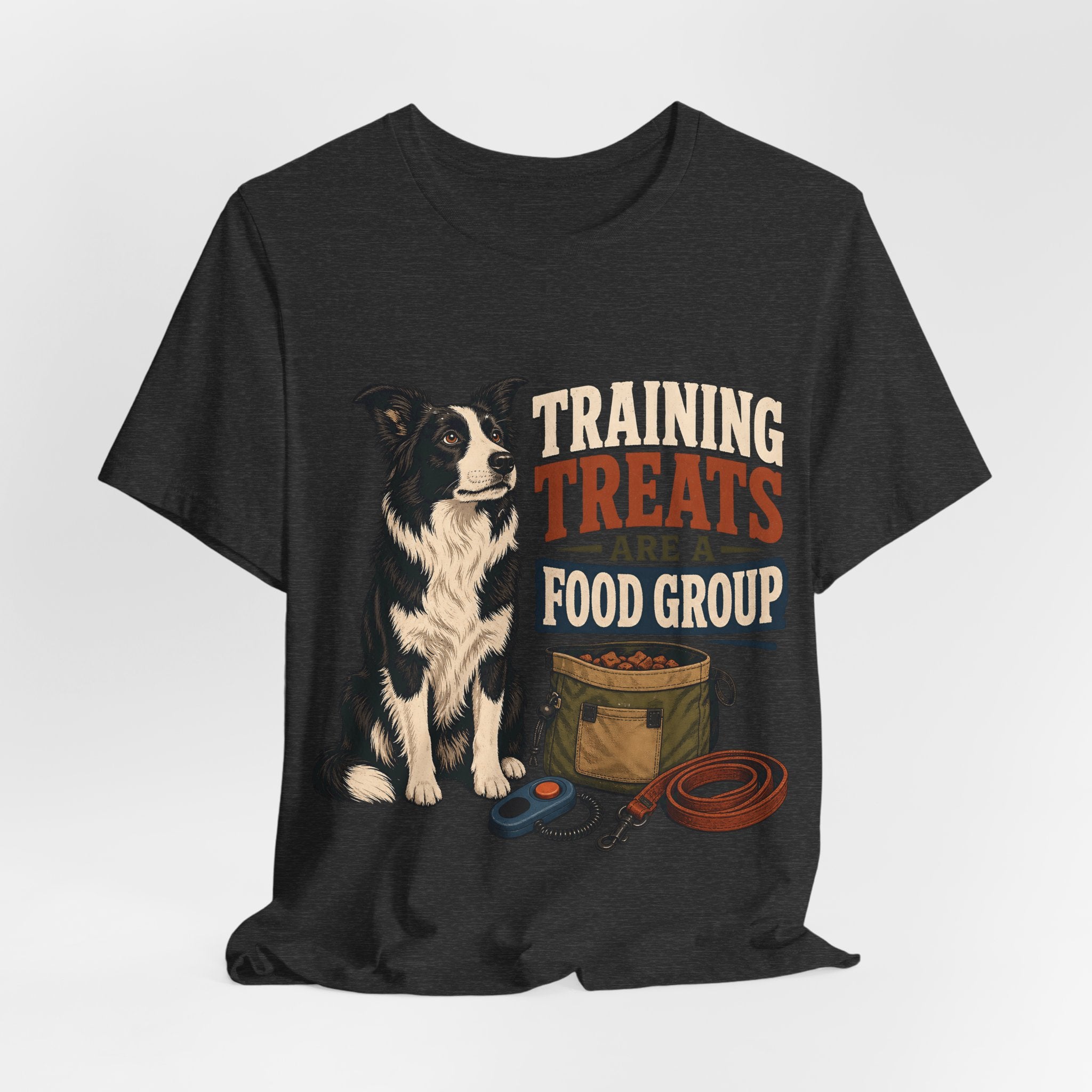 "Training Treats Are A Food Group" Dog Lover T-Shirt — Funny Dog Graphic Tee