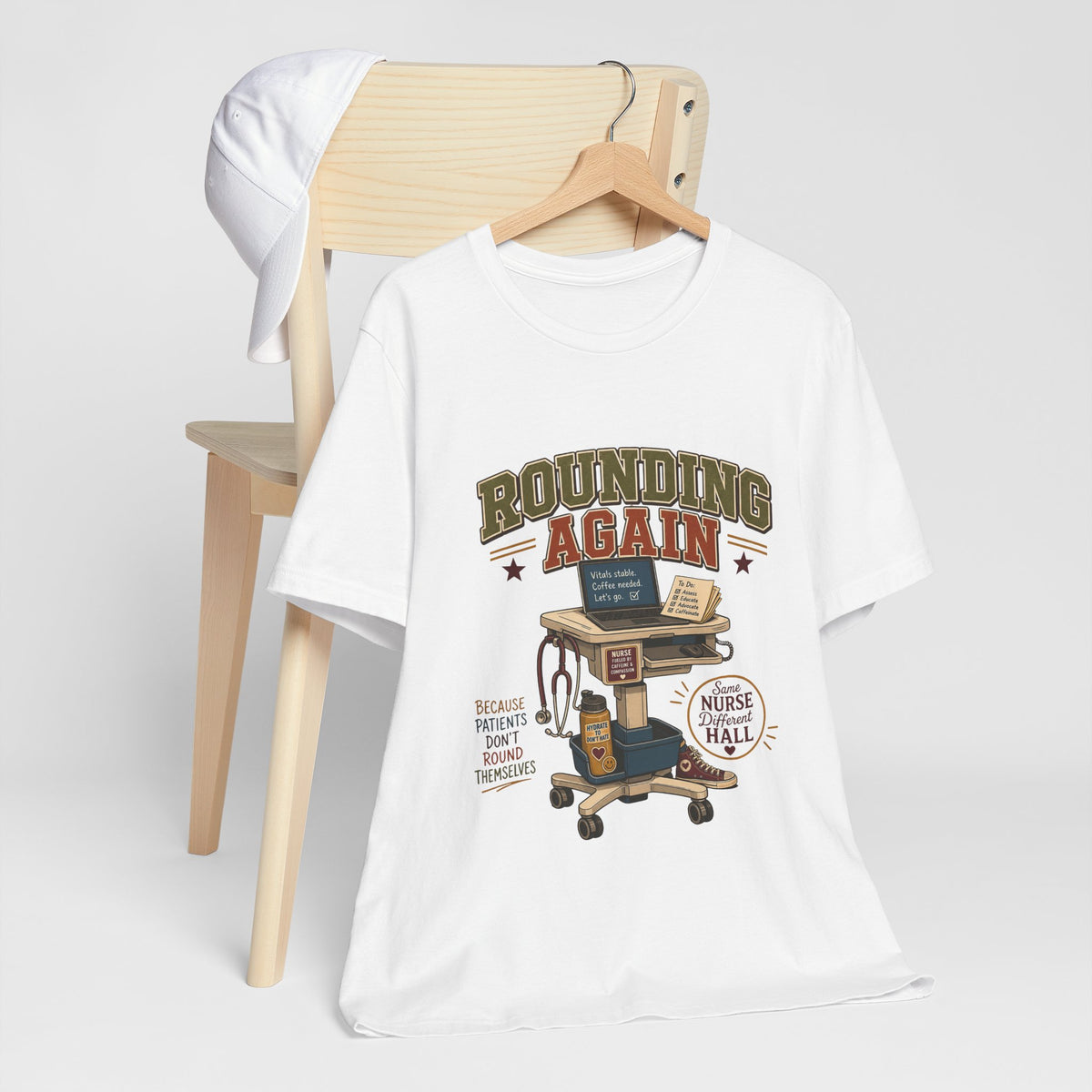"Rounding Again" T-Shirt — Vintage-Inspired Nurse Graphic Tee