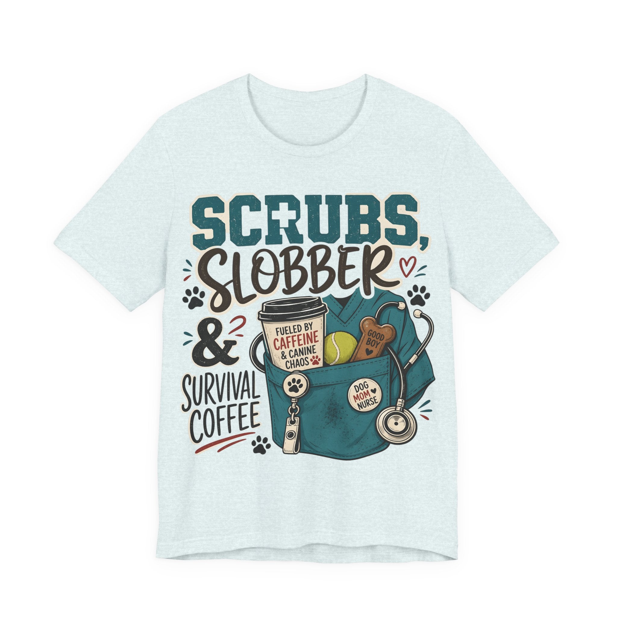 Scrubs, Slobber & Survival Coffee Tee — Funny Vet Nurse Shirt