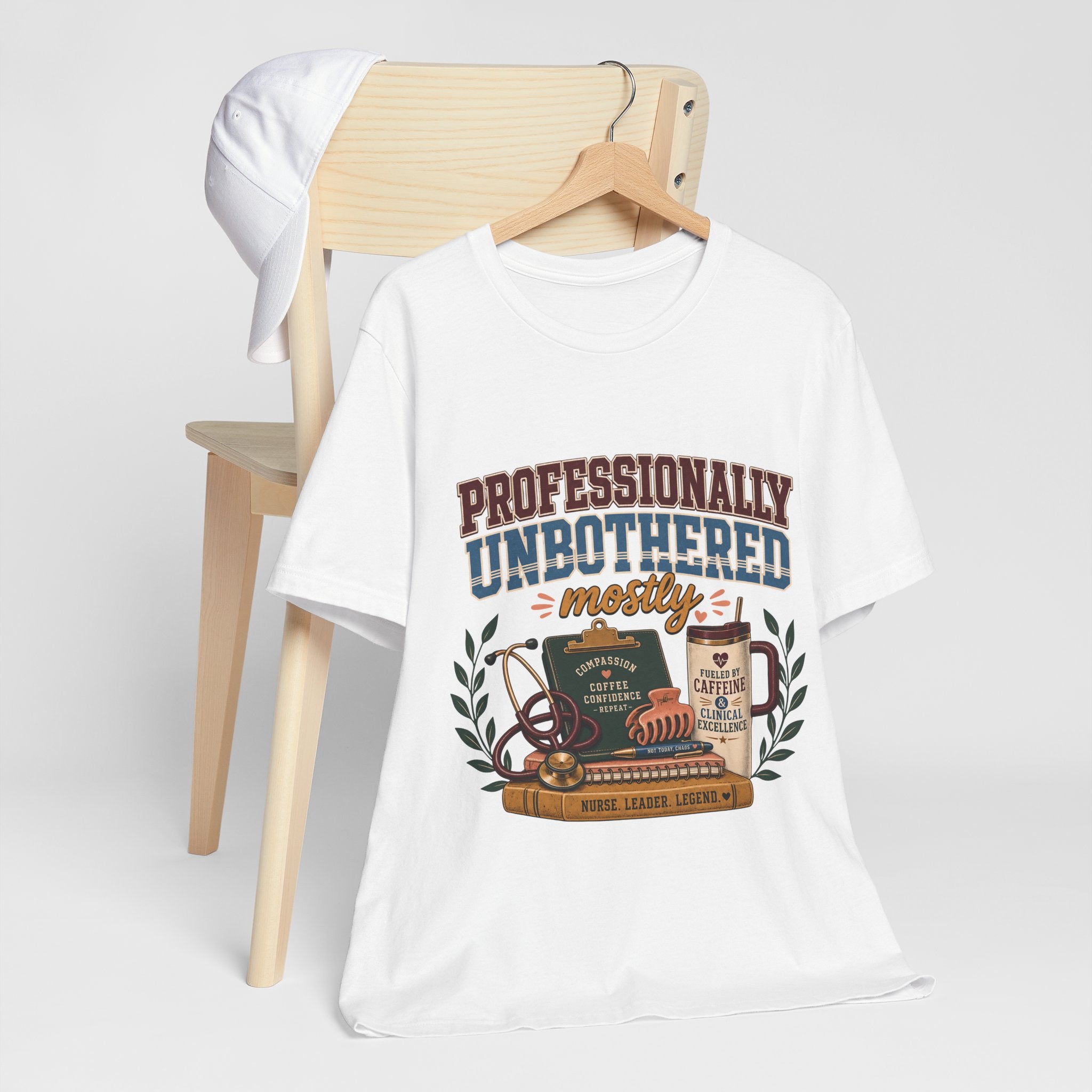 "Professionally Unbothered, Mostly" Nurse T-Shirt — Funny Nurse Graphic Tee