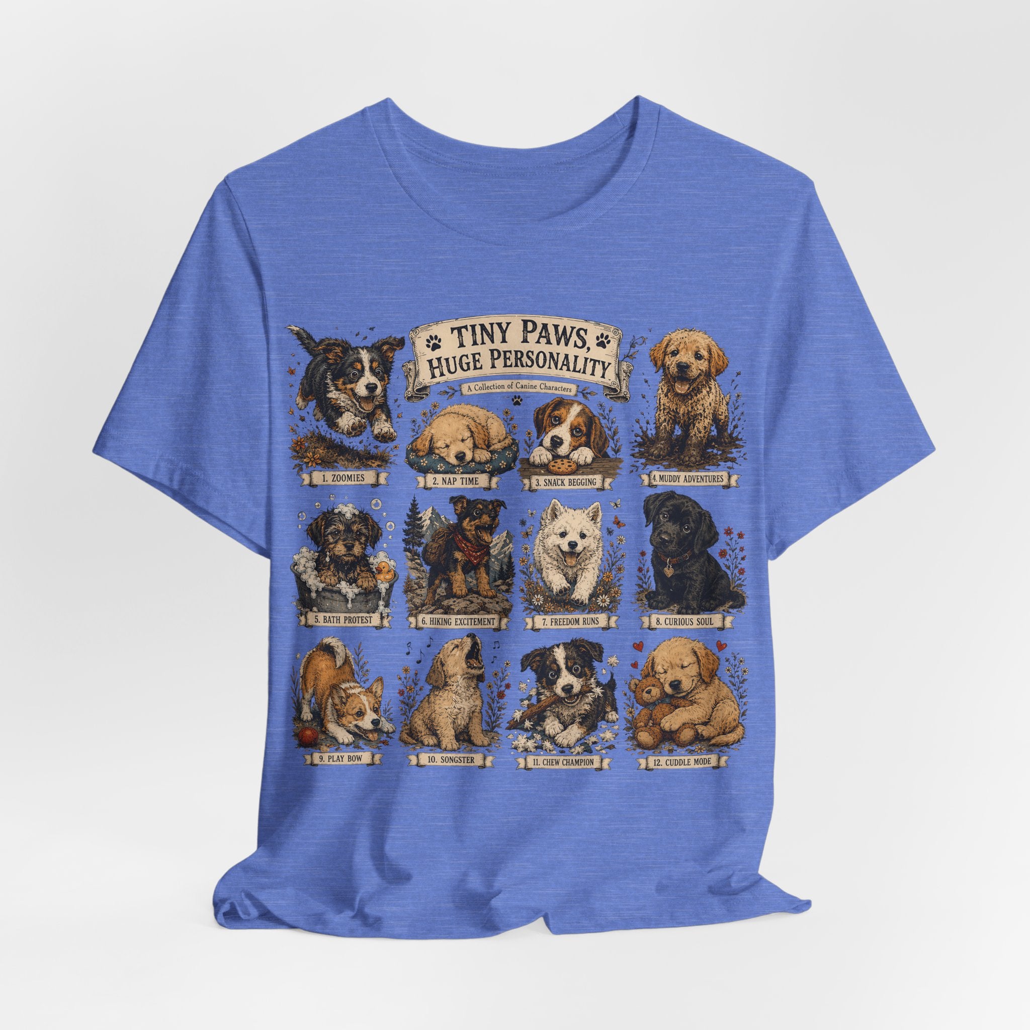 Tiny Paws Huge Personality Puppy Tee — Cute Dog Breed Collage T-Shirt
