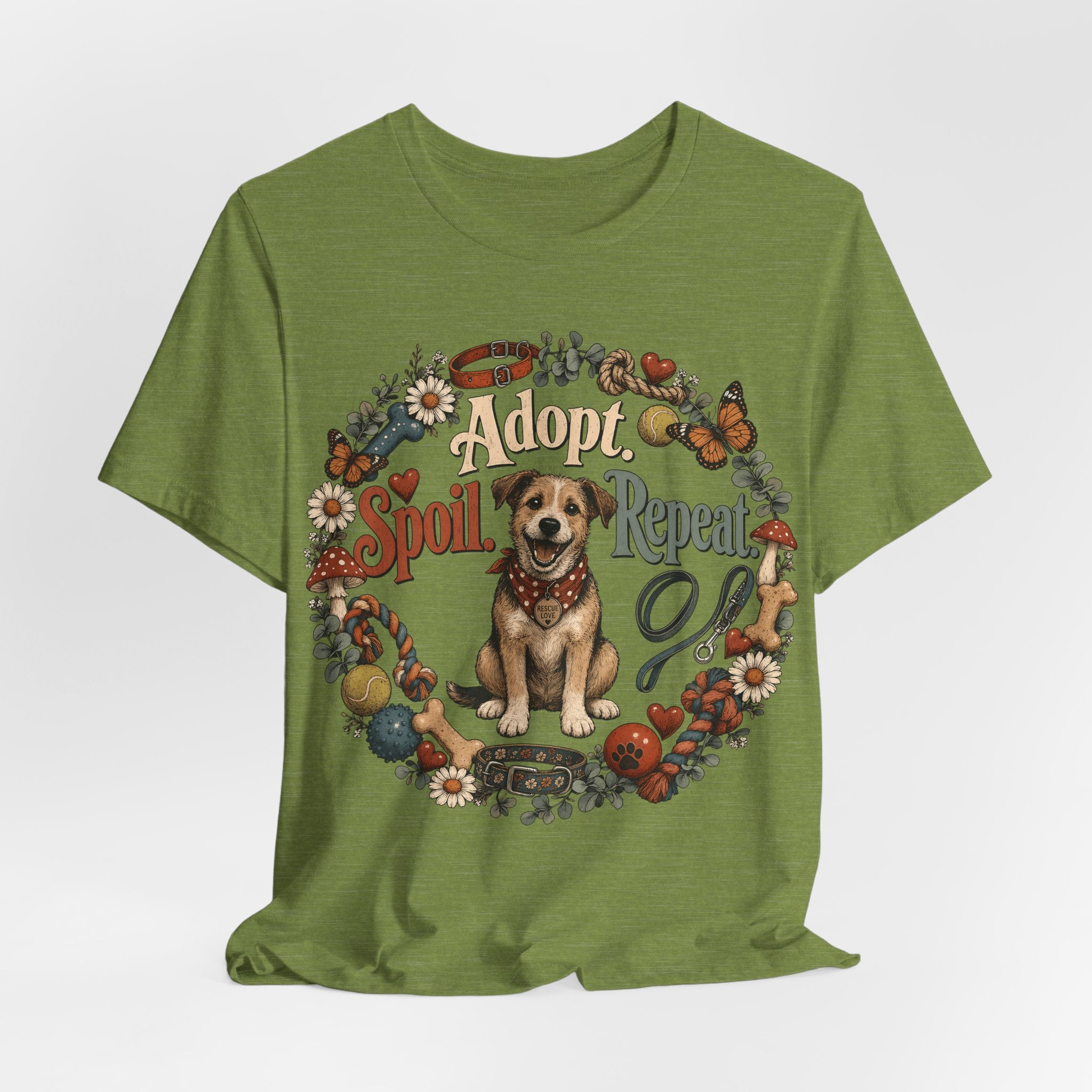Adopt Spoil Repeat Dog T-Shirt – Cute Rescue Puppy Rescue Lover Tee