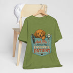 "Ask Me About My Favorite Patient" Nurse T-Shirt — Dog Mom Nurse Graphic Tee