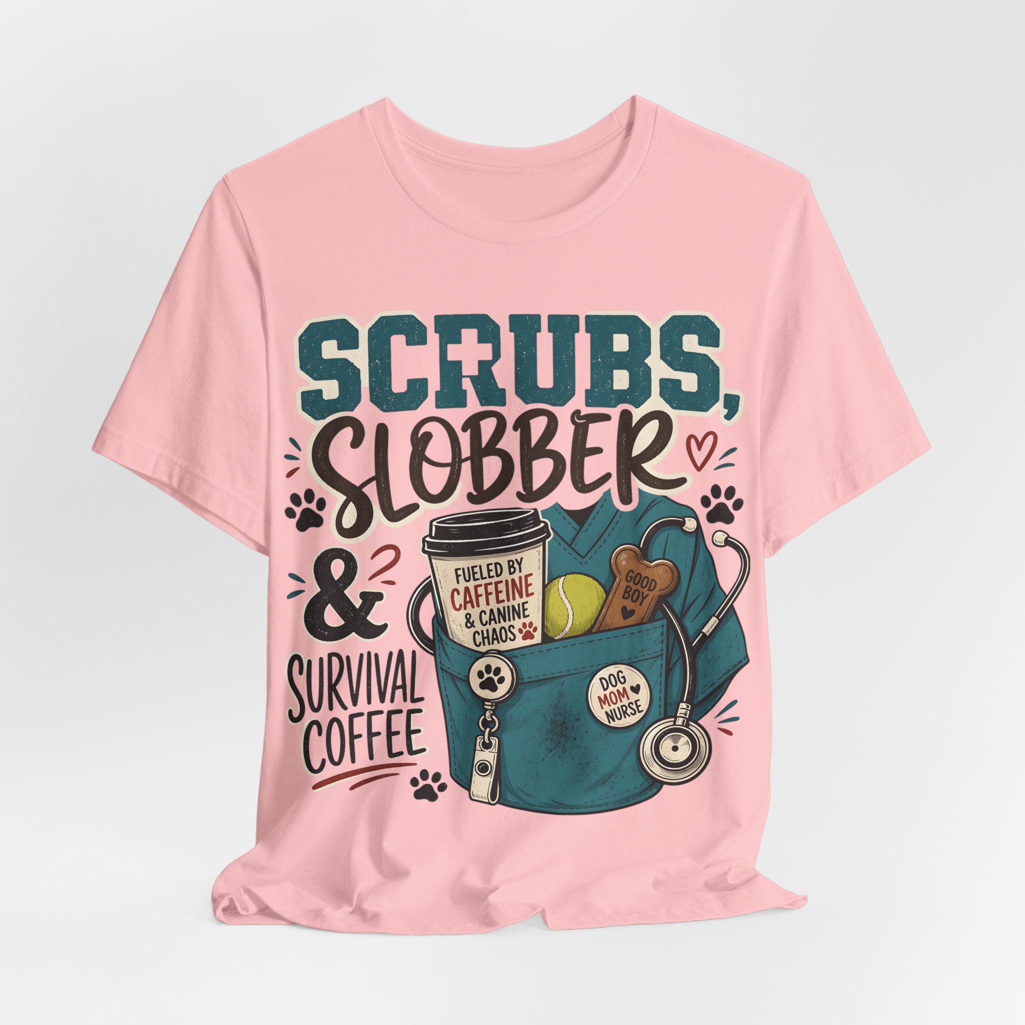 Scrubs, Slobber & Survival Coffee Tee — Funny Vet Nurse Shirt