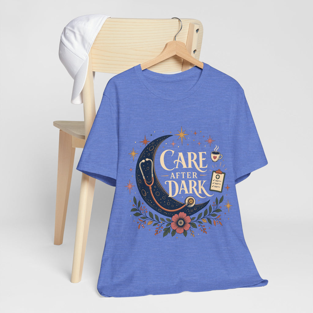"Care After Dark" Night Shift Nurse T-Shirt — Celestial Nurse Graphic Tee