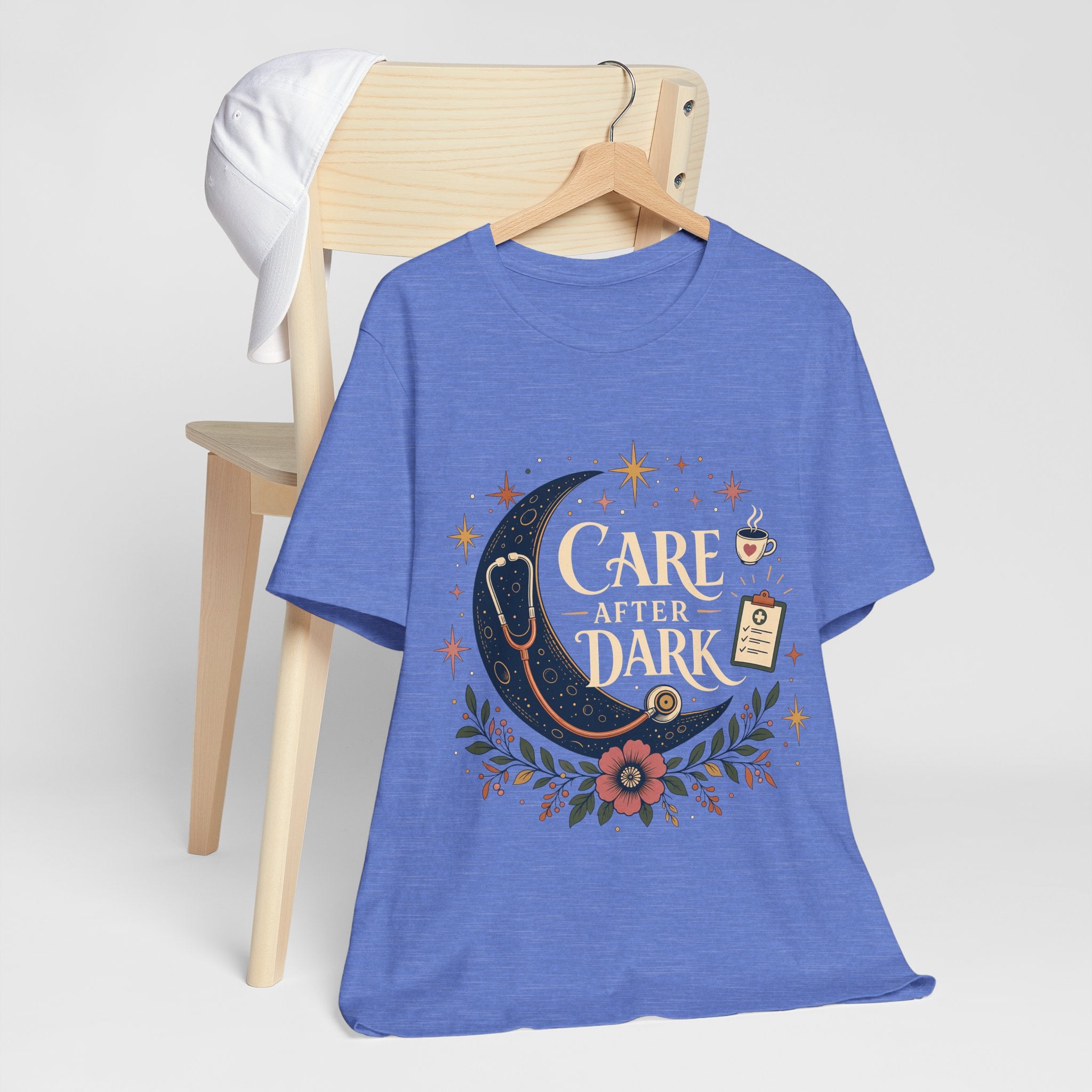"Care After Dark" Night Shift Nurse T-Shirt — Celestial Nurse Graphic Tee